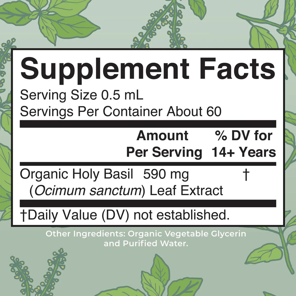 MaryRuth Organics Holy Basil Sugar Free | Tulsi Holy Basil Herbal Liquid Drops | Antioxidant | Cognitive Function | Digestive Support | Energy Levels | Vegan | Non-GMO | 1 Fl Oz - TrustMedUSA