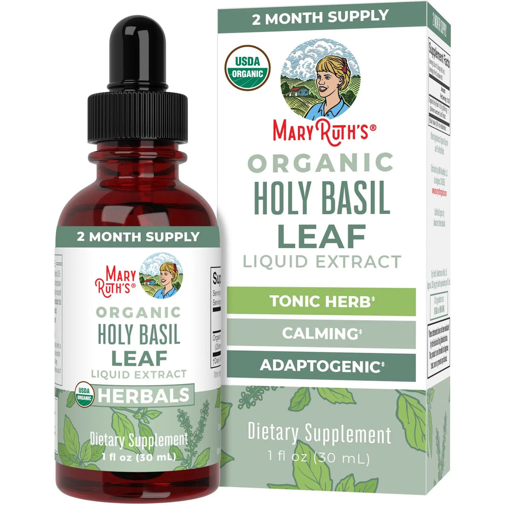 MaryRuth Organics Holy Basil Sugar Free | Tulsi Holy Basil Herbal Liquid Drops | Antioxidant | Cognitive Function | Digestive Support | Energy Levels | Vegan | Non-GMO | 1 Fl Oz - TrustMedUSA