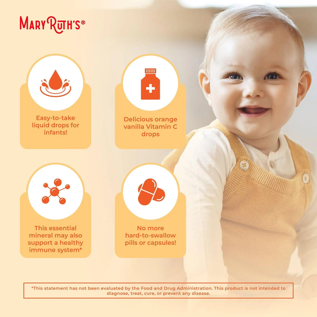 MaryRuth Organics Infant & Baby Vitamin C Supplement | USDA Organic Vitamin C Liquid Drops for Infants | Ages 6-12 Months | Immune Support | Overall Health | Vegan | Non-GMO | Gluten Free | 2 Fl Oz - TrustMedUSA