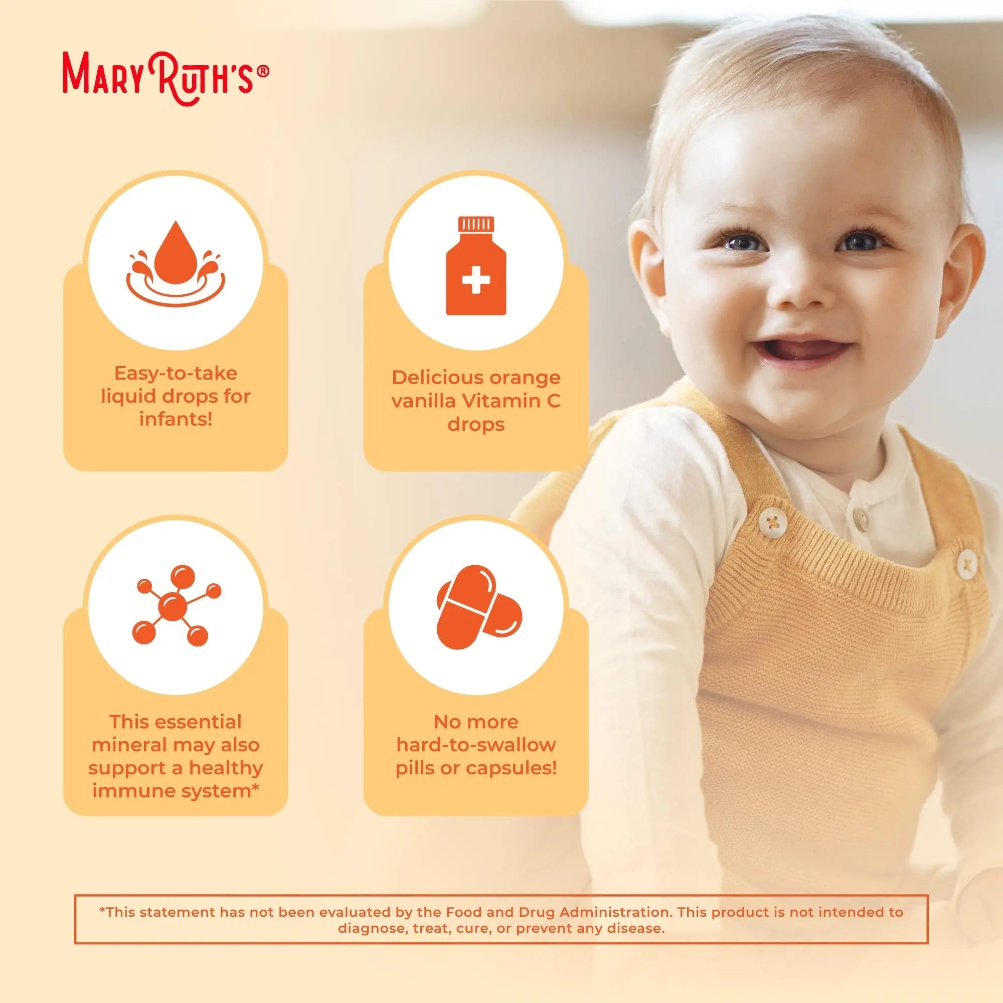 MaryRuth Organics Infant & Baby Vitamin C Supplement | USDA Organic Vitamin C Liquid Drops for Infants | Ages 6-12 Months | Immune Support | Overall Health | Vegan | Non-GMO | Gluten Free | 2 Fl Oz - TrustMedUSA