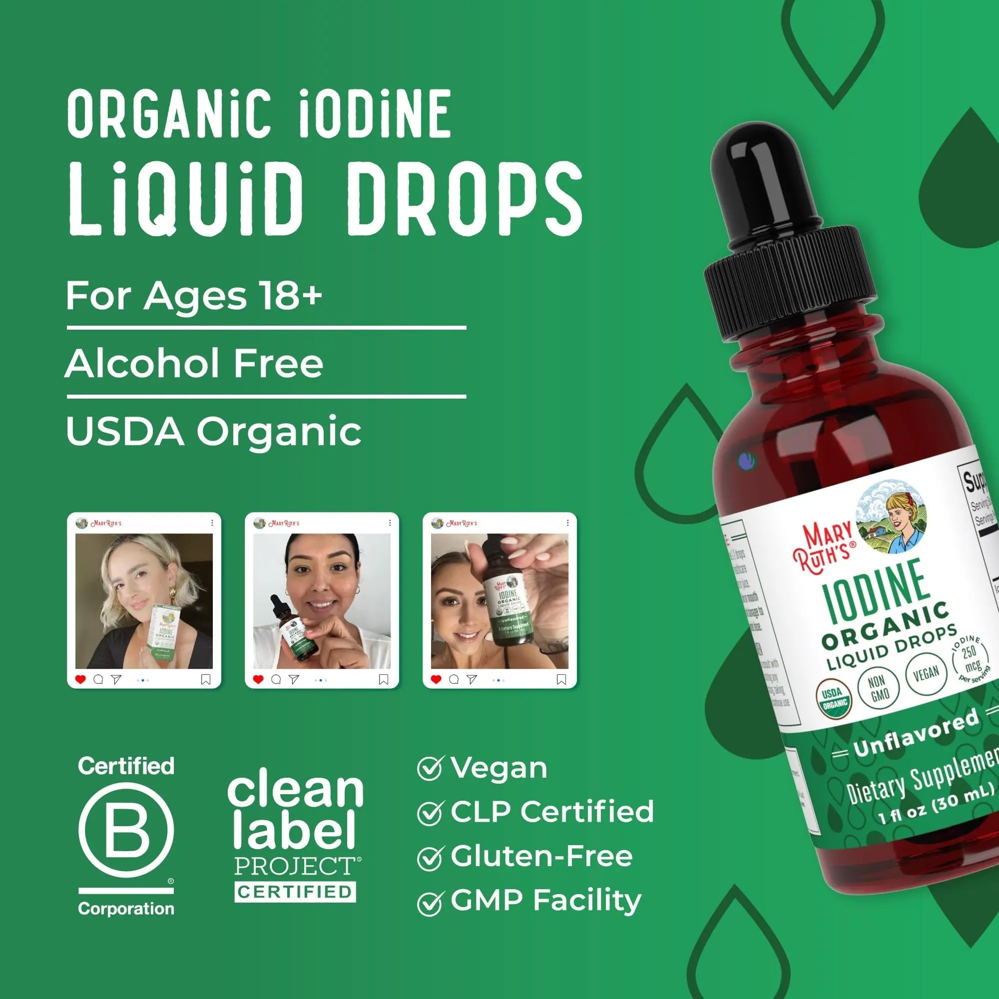 MaryRuth Organics Iodine Liquid Drops | Potassium Iodide | 1 Year Supply | 450 Servings | Thyroid Health | USDA Organic| - TrustMedUSA