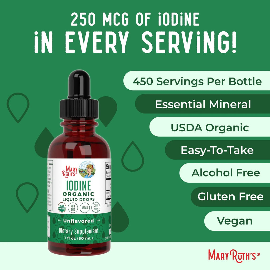MaryRuth Organics Iodine Liquid Drops | Potassium Iodide | 1 Year Supply | 450 Servings | Thyroid Health | USDA Organic| - TrustMedUSA