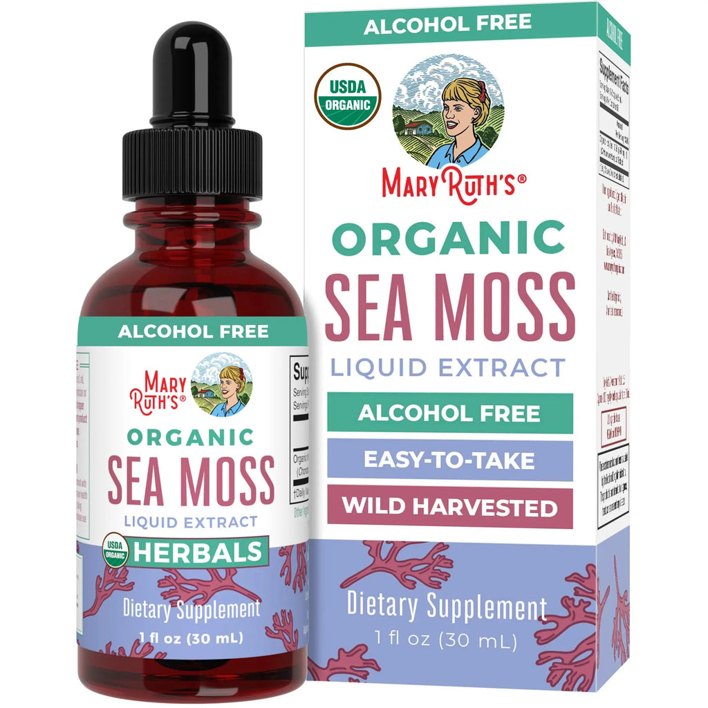 MaryRuth Organics Irish Sea Moss Liquid Drops | Chondrus Crispus | Wild Harvested | Organic Irish Moss Formulated for Adults & Kids Ages 14+ | Unflavored | Sugar Free | Vegan | Non-GMO | 1 Fl Oz - TrustMedUSA