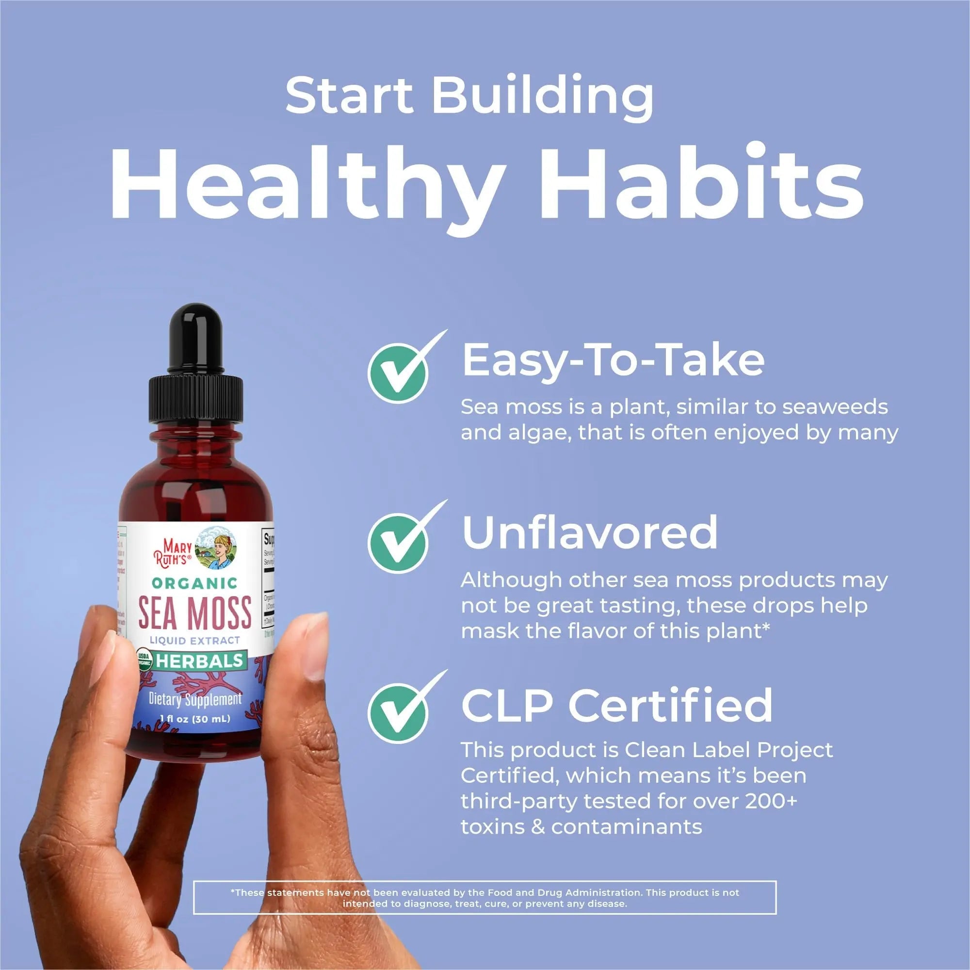 MaryRuth Organics Irish Sea Moss Liquid Drops | Chondrus Crispus | Wild Harvested | Organic Irish Moss Formulated for Adults & Kids Ages 14+ | Unflavored | Sugar Free | Vegan | Non-GMO | 1 Fl Oz - TrustMedUSA