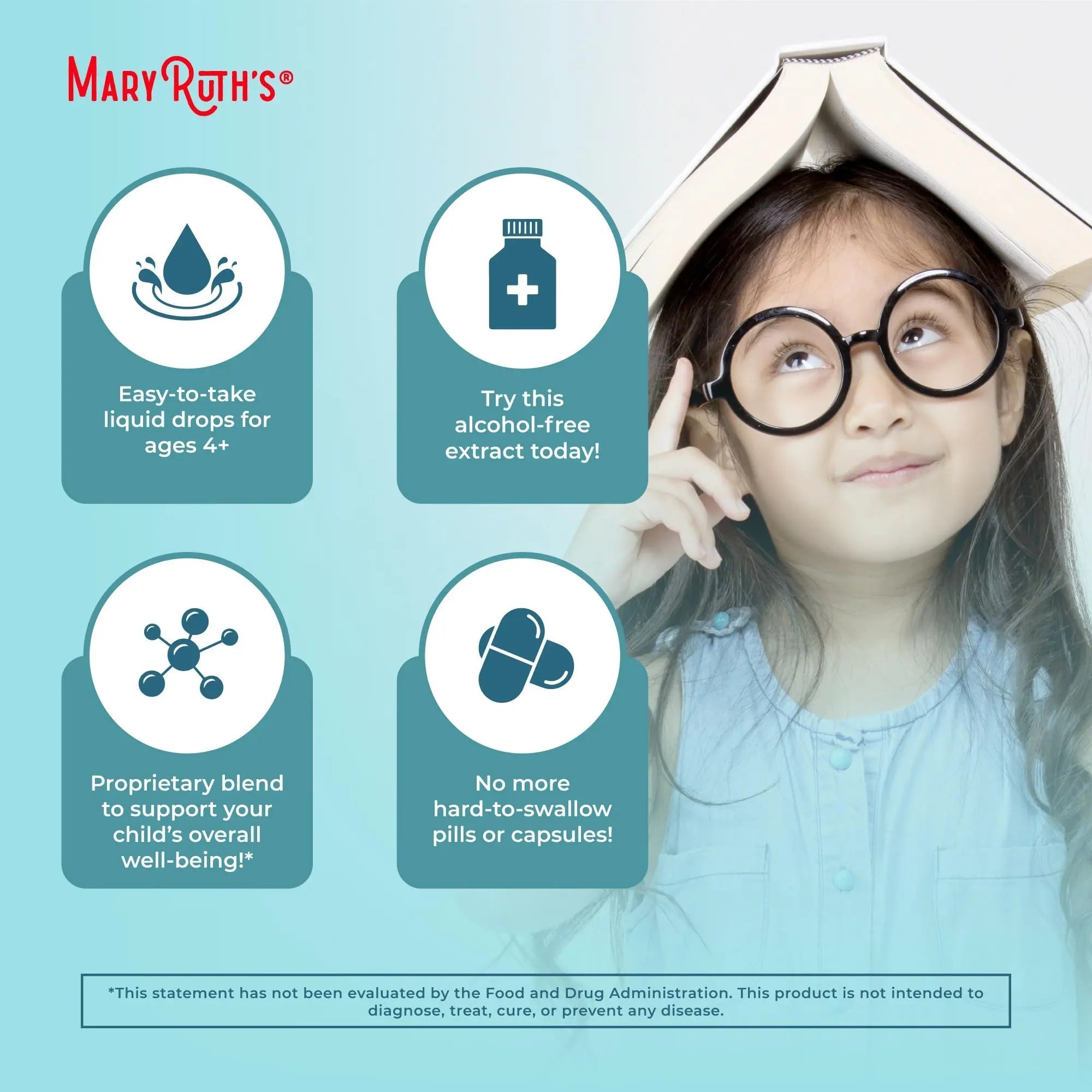MaryRuth Organics Kids Focus & Attention Drops | USDA Organic Drops | Ginkgo Biloba | Rhodiola Root & Licorice Root | Adaptogenic | Calm | Vegan | Non-GMO | Gluten Free | 30 Servings - TrustMedUSA