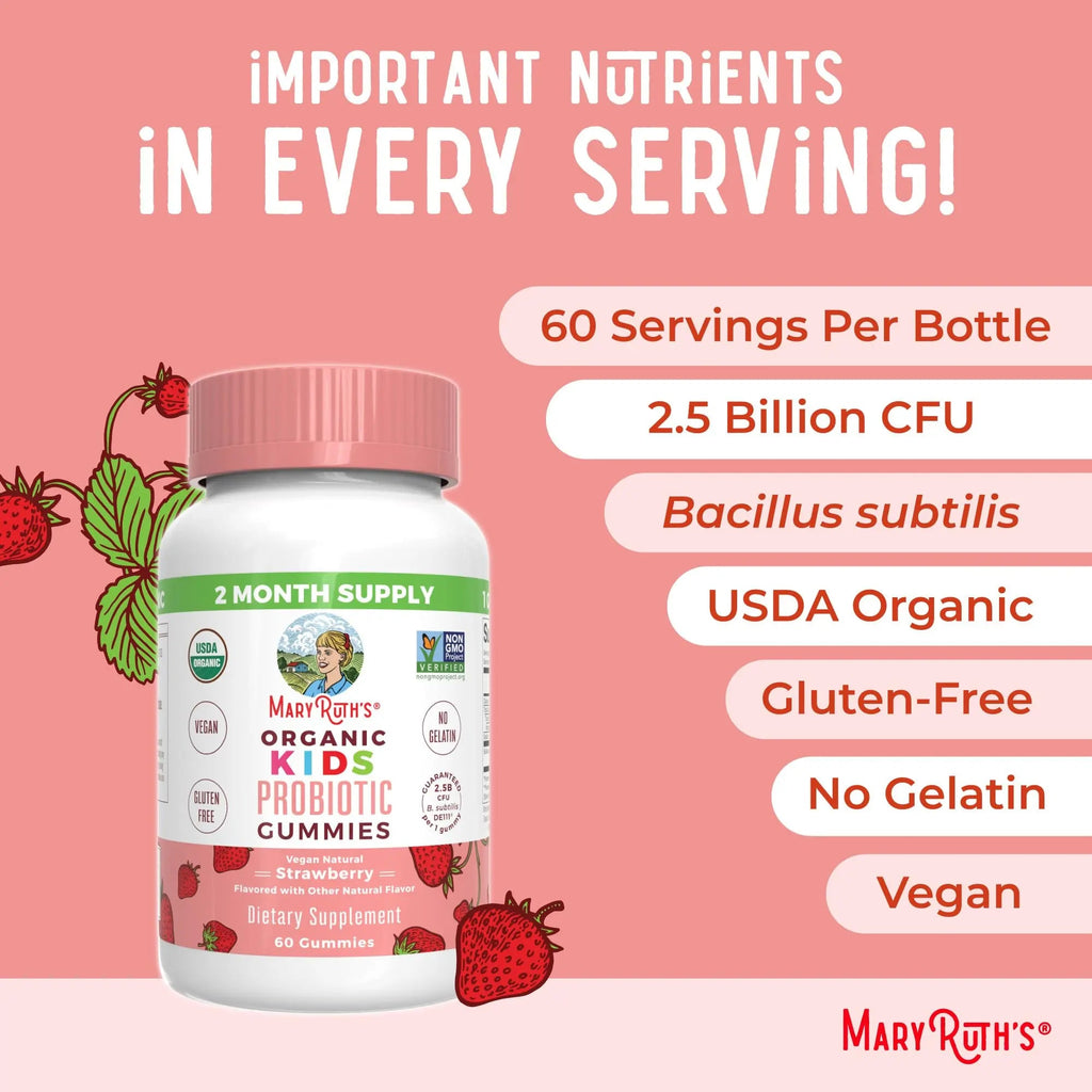 MaryRuth Organics Kids Probiotics for Digestive Health | USDA Probiotic Gummies | 2 Month Supply | Kids Probiotics | Immune Support | Gut Health Supplement | Vegan | Non-GMO | Gluten Free | 60 Count - TrustMedUSA