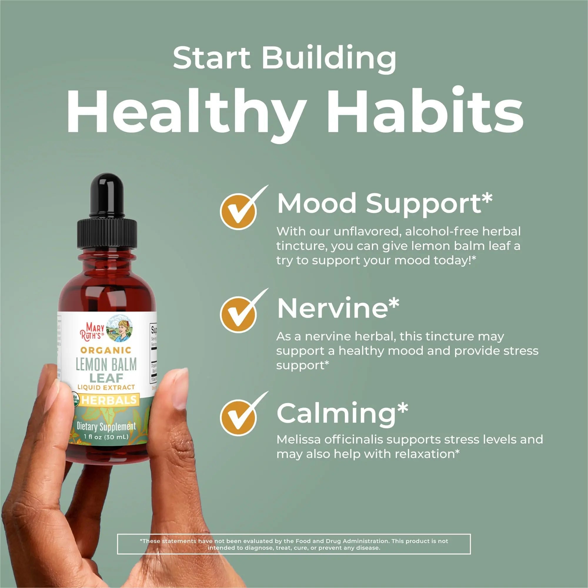 MaryRuth Organics Lemon Balm Leaf Liquid Extract | Mood Support | Relaxation | Calming | Nervine Herbal | Lemon Balm Tincture | USDA Organic | Vegan | Non-GMO | Gluten Free | 1 Fl Oz - TrustMedUSA