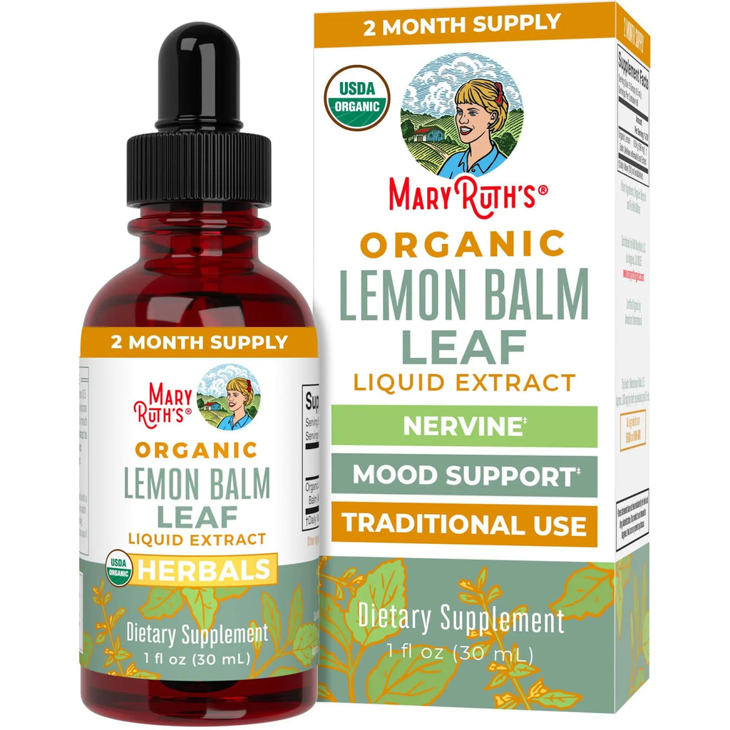 MaryRuth Organics Lemon Balm Leaf Liquid Extract | Mood Support | Relaxation | Calming | Nervine Herbal | Lemon Balm Tincture | USDA Organic | Vegan | Non-GMO | Gluten Free | 1 Fl Oz - TrustMedUSA