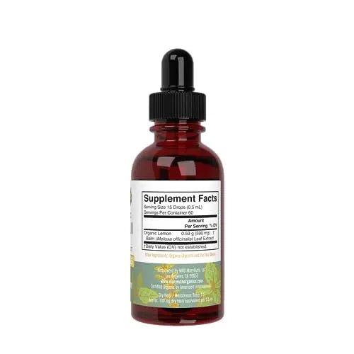 MaryRuth Organics Lemon Balm Leaf Liquid Extract | Mood Support | Relaxation | Calming | Nervine Herbal | Lemon Balm Tincture | USDA Organic | Vegan | Non-GMO | Gluten Free | 1 Fl Oz - TrustMedUSA
