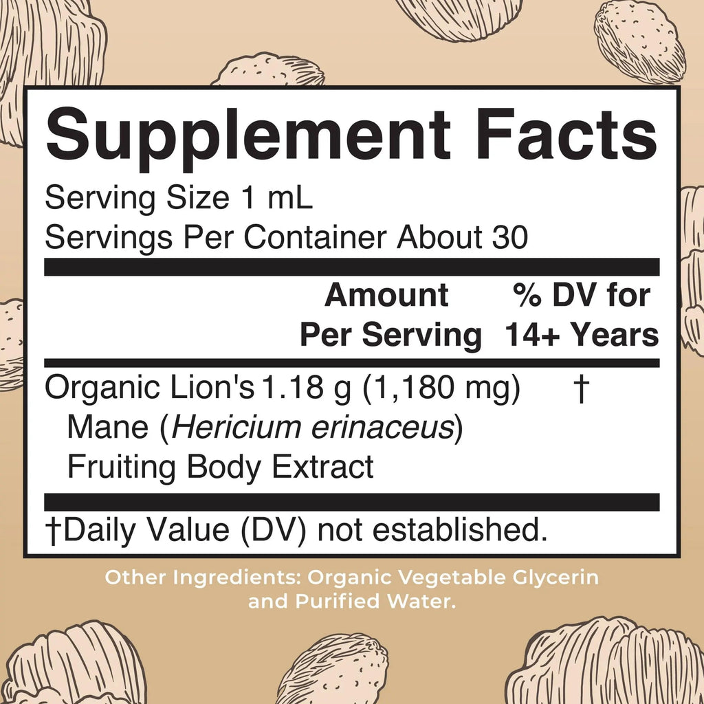 MaryRuth Organics Lions Mane Mushroom Supplement, Up to 1 Month Supply, Nootropic USDA Organic Lions Mane Extract Nervine Herbal Liquid Drops, Brain Health Non-GMO - TrustMedUSA