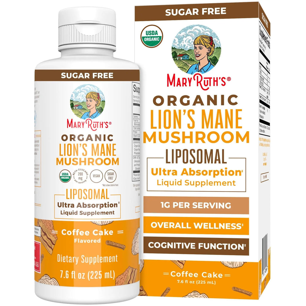 MaryRuth Organics Lions Mane Supplement | Ultra Absorption Liposomal | Full Spectrum Lion's Mane Mushroom | 200mg Beta-Glucans Per Serving | USDA Organic | Vegan | 7.6 oz | 15 Servings - TrustMedUSA