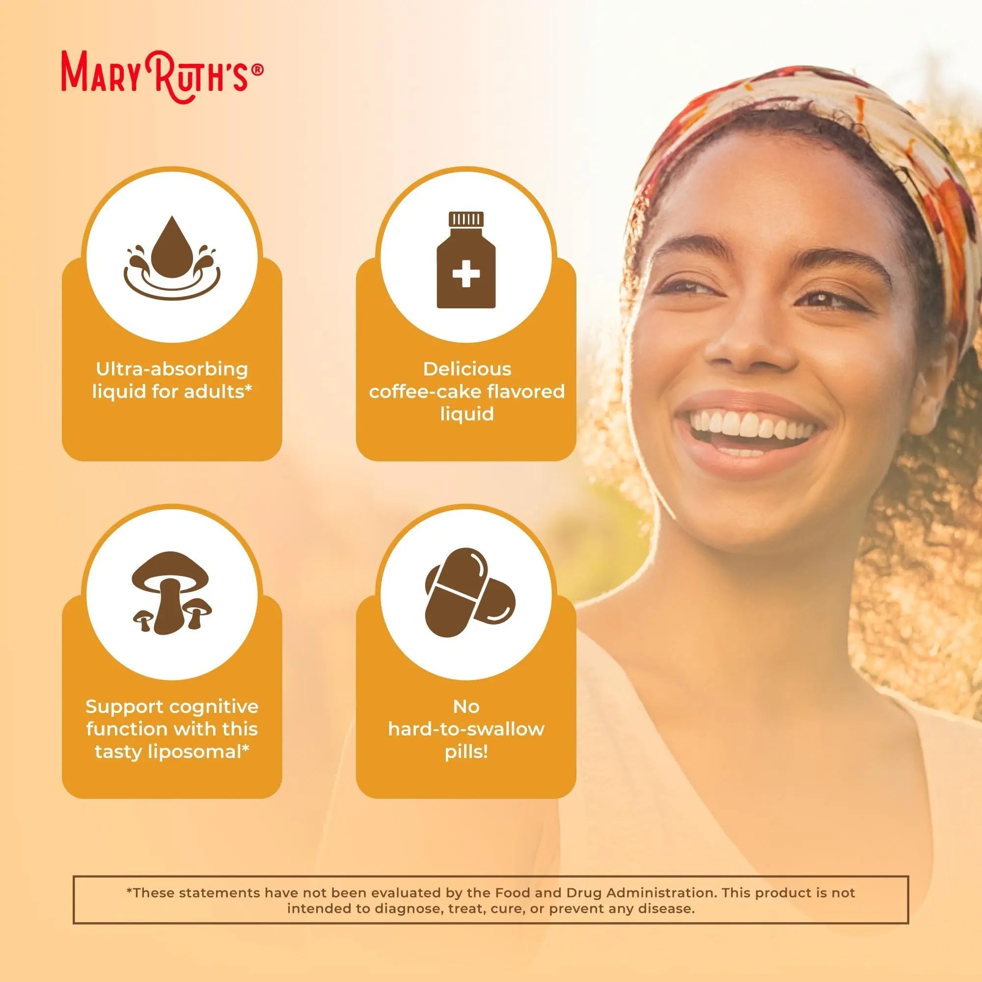 MaryRuth Organics Lions Mane Supplement | Ultra Absorption Liposomal | Full Spectrum Lion's Mane Mushroom | 200mg Beta-Glucans Per Serving | USDA Organic | Vegan | 7.6 oz | 15 Servings - TrustMedUSA