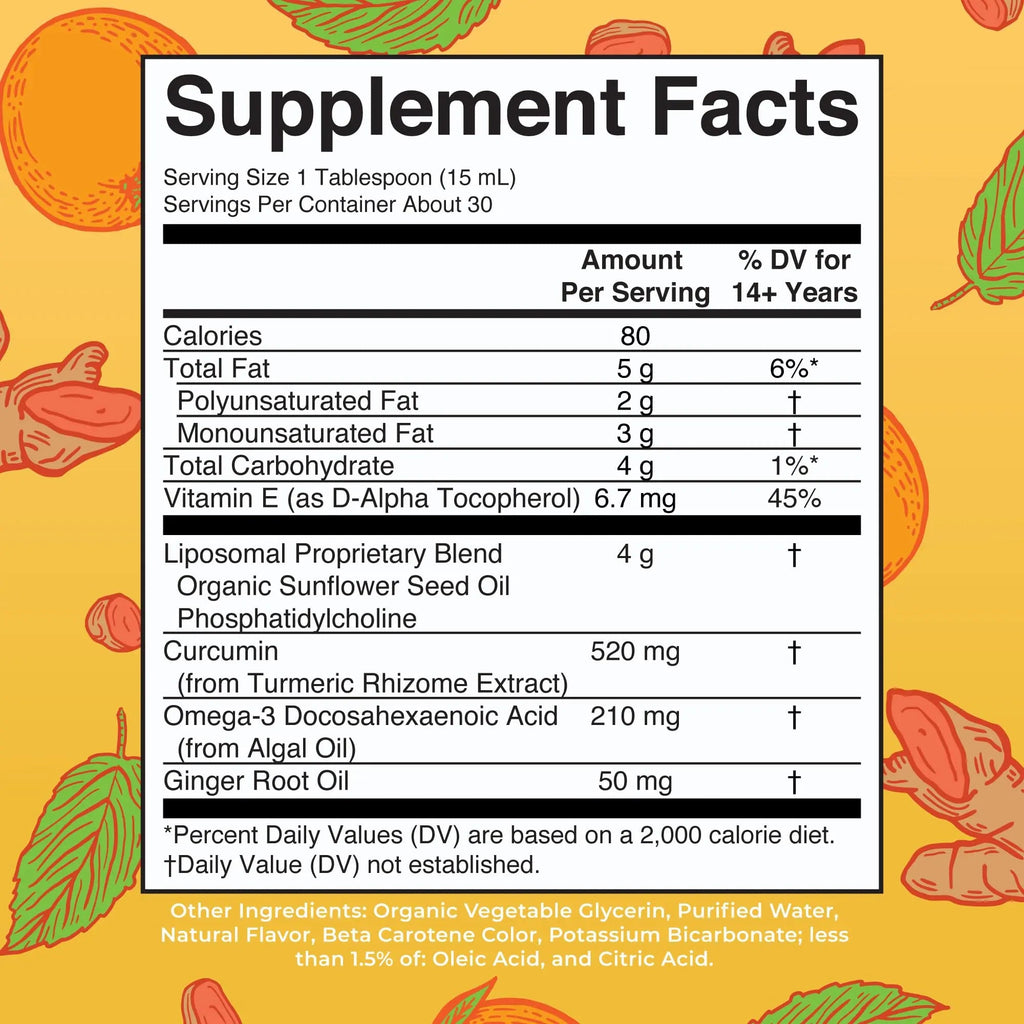 MaryRuth Organics | Liposomal Turmeric & DHA | Curcumin | Ginger Root Oil | Algal DHA & Vitamin E | Cognitive Function | Mood Support | Joint Health | Liquid Supplement | 15.22 oz - TrustMedUSA