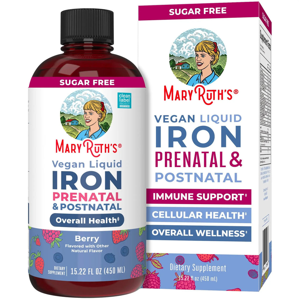 MaryRuth Organics | Liquid Iron Supplement Prenatal & Postnatal for Pregnant & Lactating | Iron Deficiency | Immune Support | Sugar/Gluten Free | Vegan | Non-GMO | 15.22 Fl Oz - TrustMedUSA
