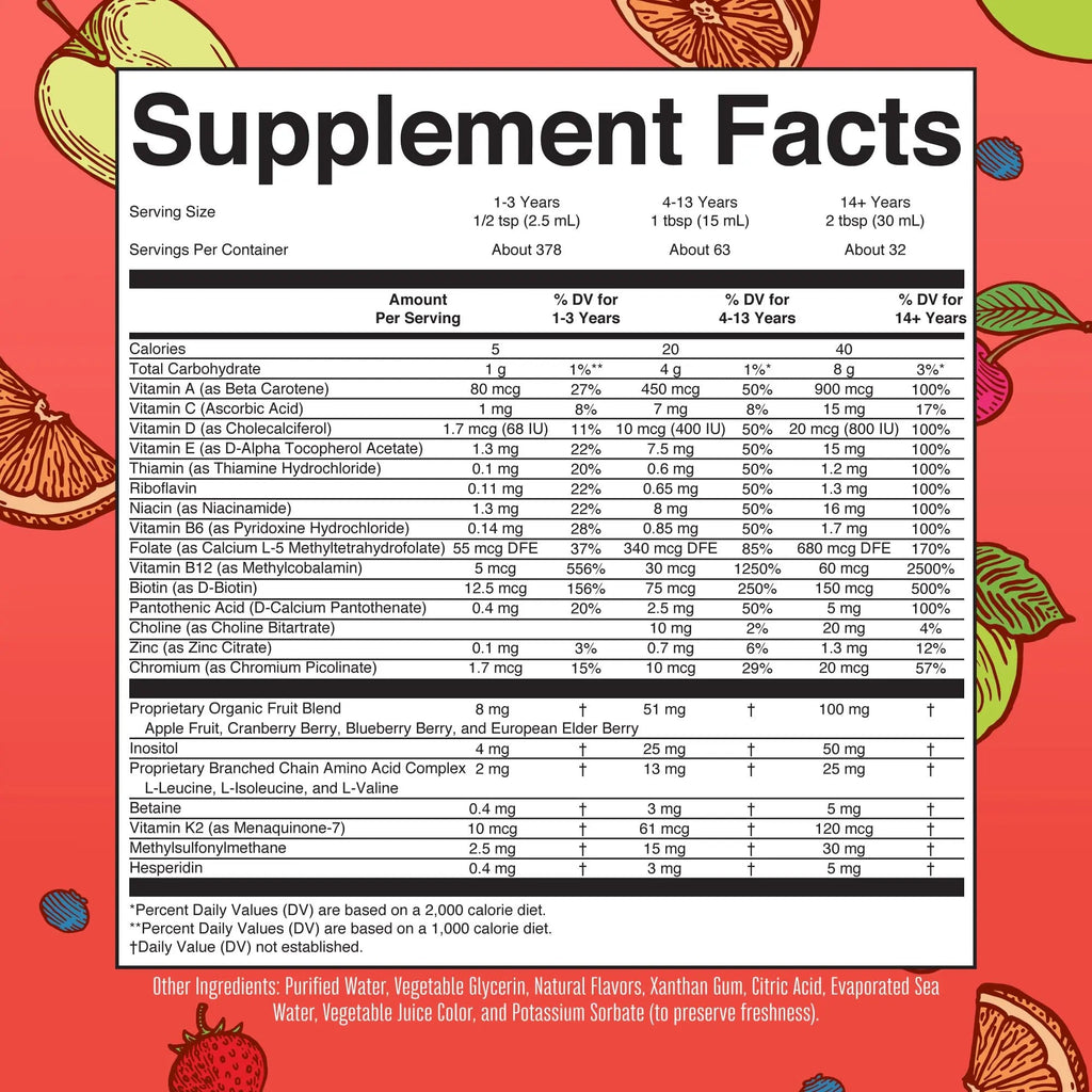 MaryRuth Organics Liquid Morning Multivitamin Essentials+ | Vitamin A C D E B6 B12 Biotin Zinc, Mens Womens Multivitamin, Immune Support, Beauty | Sugar Free | Vitamins for Ages 1+ | Vegan | 32 Fl Oz - TrustMedUSA