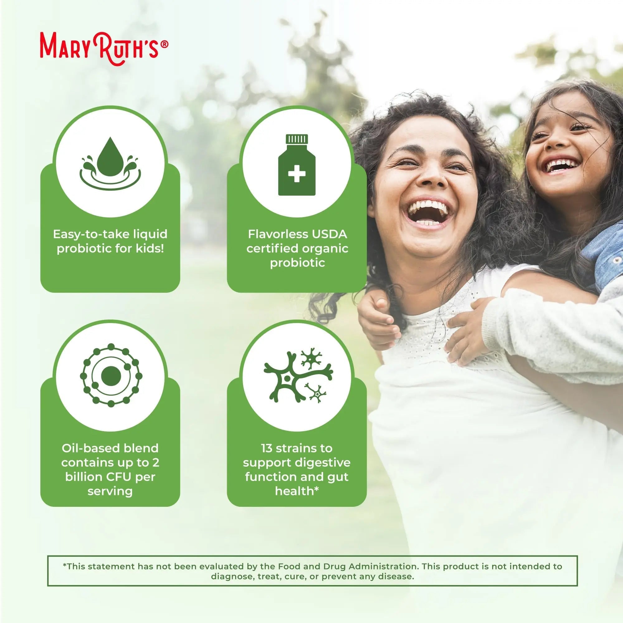 MaryRuth Organics Liquid Probiotic for Ages 4+ | 2 Billion CFU | 13 Probiotic Strains | Gut Health & Digestive Support | Gas & Bloating Support | Vegan | Gluten Free | Travel-Friendly | 20 Servings - TrustMedUSA