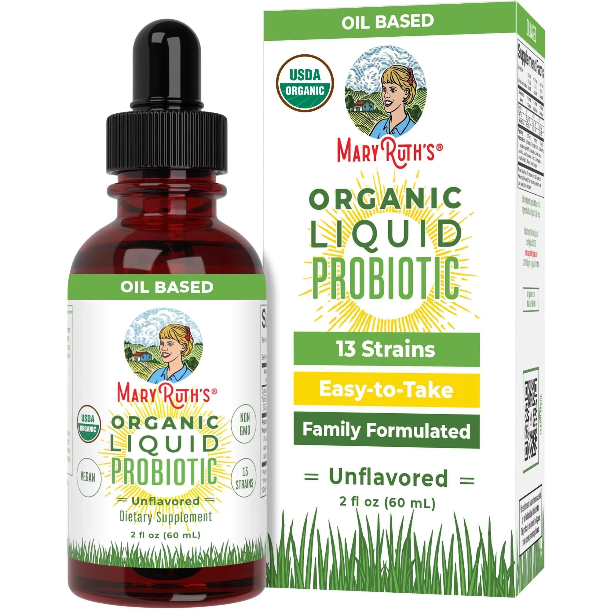 MaryRuth Organics Liquid Probiotic for Ages 4+ | 2 Billion CFU | 13 Probiotic Strains | Gut Health & Digestive Support | Gas & Bloating Support | Vegan | Gluten Free | Travel-Friendly | 20 Servings - TrustMedUSA