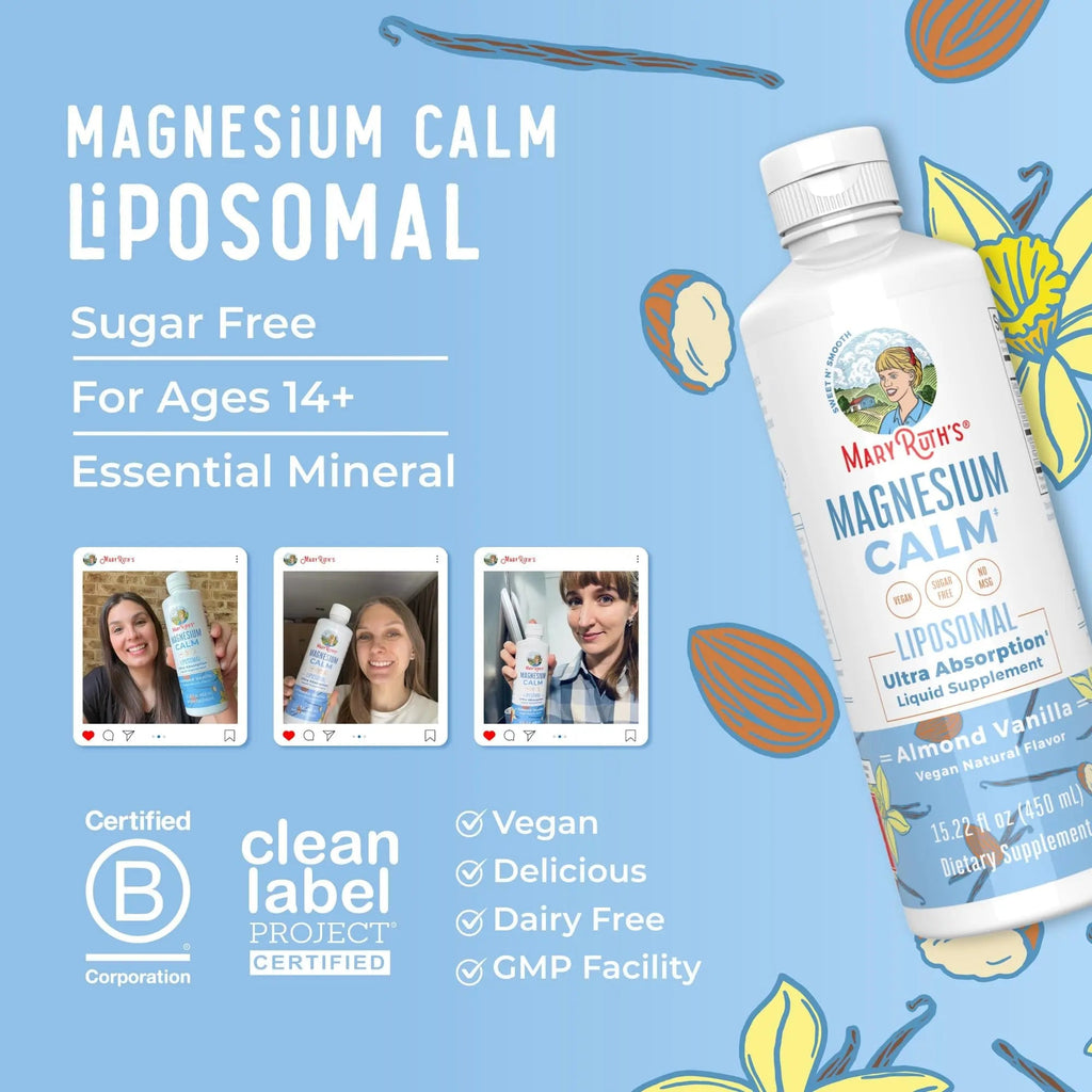 MaryRuth Organics Magnesium Liposomal| Magnesium Supplement | Magnesium Bisglycinate | Muscle & Bone Support | Mood Support Vitamin | Vegan | Non-GMO | Gluten Free | 15.22 Fl Oz | 30 Servings - TrustMedUSA
