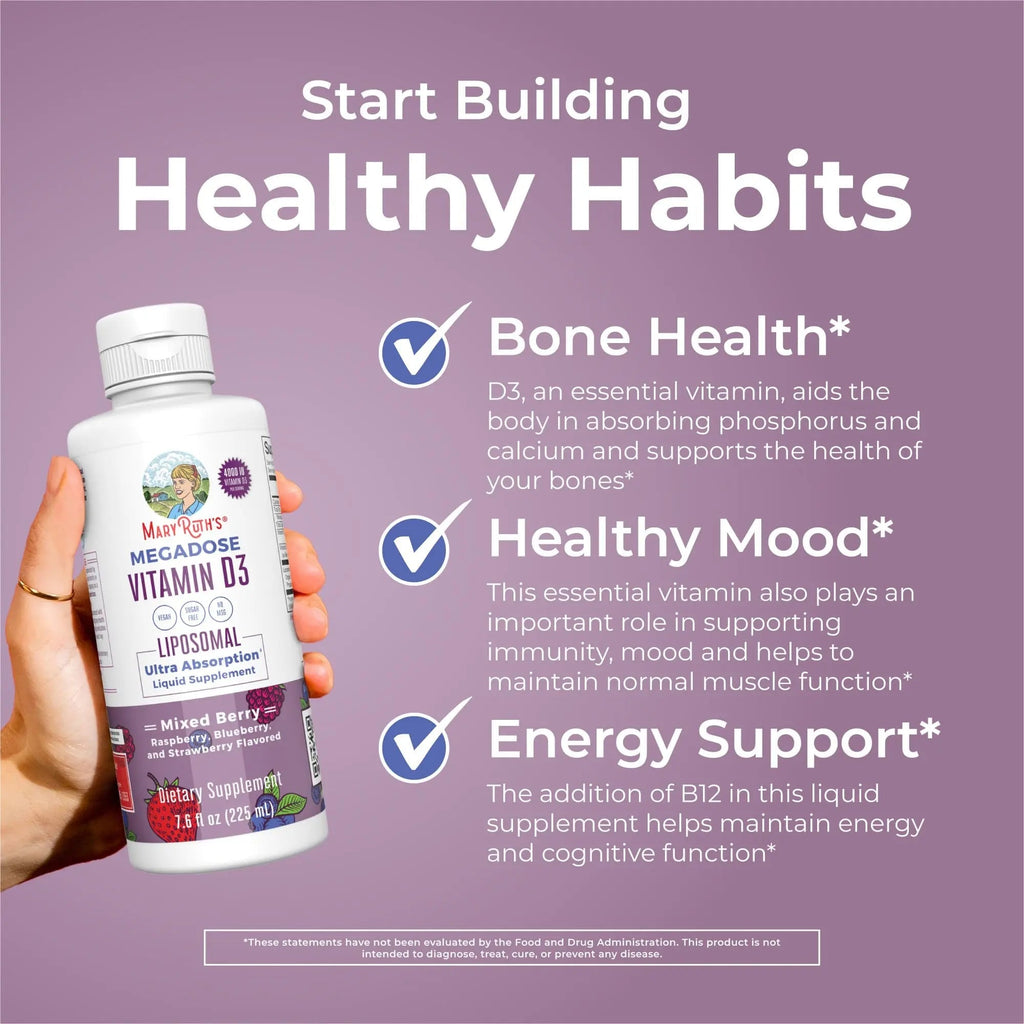 MaryRuth Organics Megadose Vitamin D3 Liposomal | Vitamin D 4000 IU | Ultra Absorption | Immune Support for Adults | Bone Health | VIT D3 | Vegan | Sugar Free | Gluten Free | Non-GMO | 45 Servings - TrustMedUSA