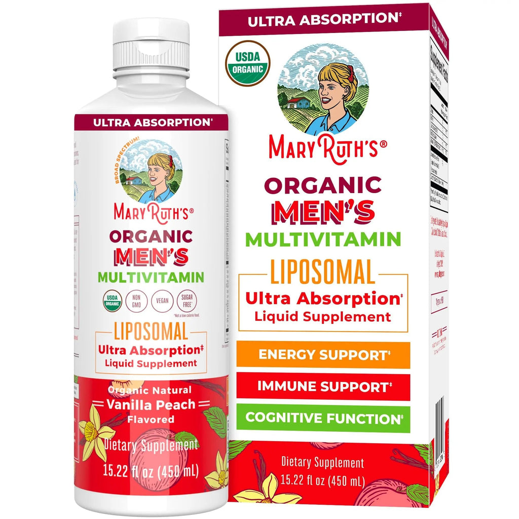MaryRuth Organics Multivitamin for men | Sugar Free mens Multivitamin | Liquid Vitamins for men | Immune Support Supplement | Cognitive Health & Overall Wellness | Vegan | Non-GMO | 15.22 Fl Oz - TrustMedUSA
