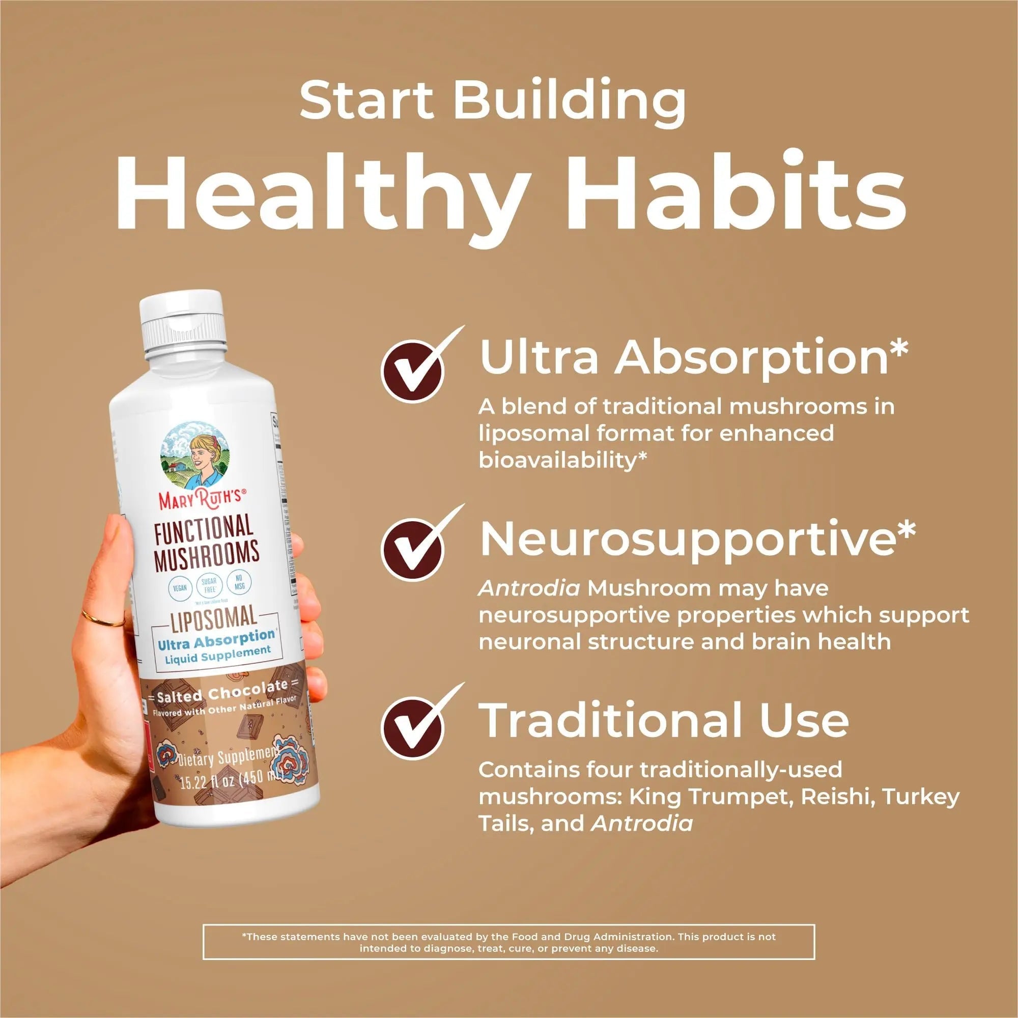 MaryRuth Organics Mushroom, Mushroom Supplement, Mushroom Liquid Vitamin, Reishi Mushroom Supplement for Immune Support, Turkey Tail Vitamin for Stress Relief, Vegan, Non-GMO, Gluten Free, 15.22 Fl Oz - TrustMedUSA