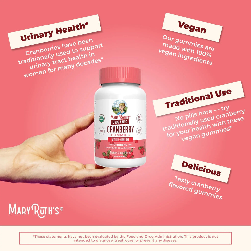 MaryRuth Organics Organic Cranberry Gummies - 500mg Supplement | Urinary Tract Health for Women | with D Mannose | Traditional Use - TrustMedUSA