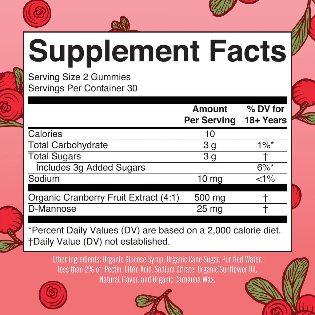 MaryRuth Organics Organic Cranberry Gummies - 500mg Supplement | Urinary Tract Health for Women | with D Mannose | Traditional Use - TrustMedUSA