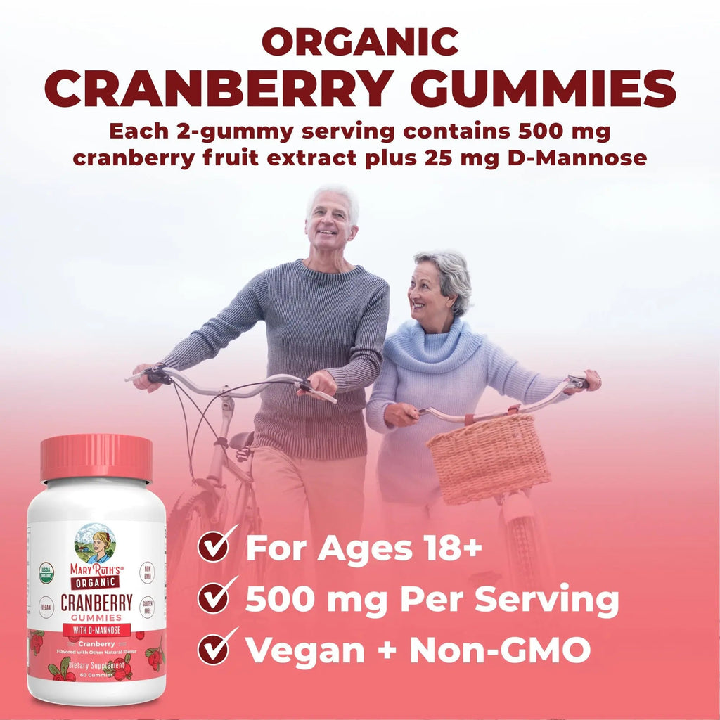 MaryRuth Organics Organic Cranberry Gummies - 500mg Supplement | Urinary Tract Health for Women | with D Mannose | Traditional Use - TrustMedUSA