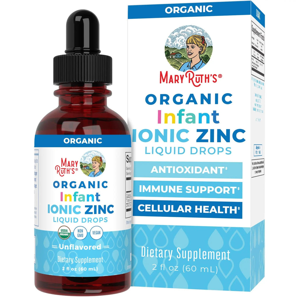 MaryRuth Organics Organic Infant Ionic Zinc Liquid Drops | Zinc Sulfate for Immune Support | Organic Glycerin | Antioxidant | Vegan | Formulated for Babies Ages 6-12 Months | 1 Month Supply | 2 Fl Oz - TrustMedUSA