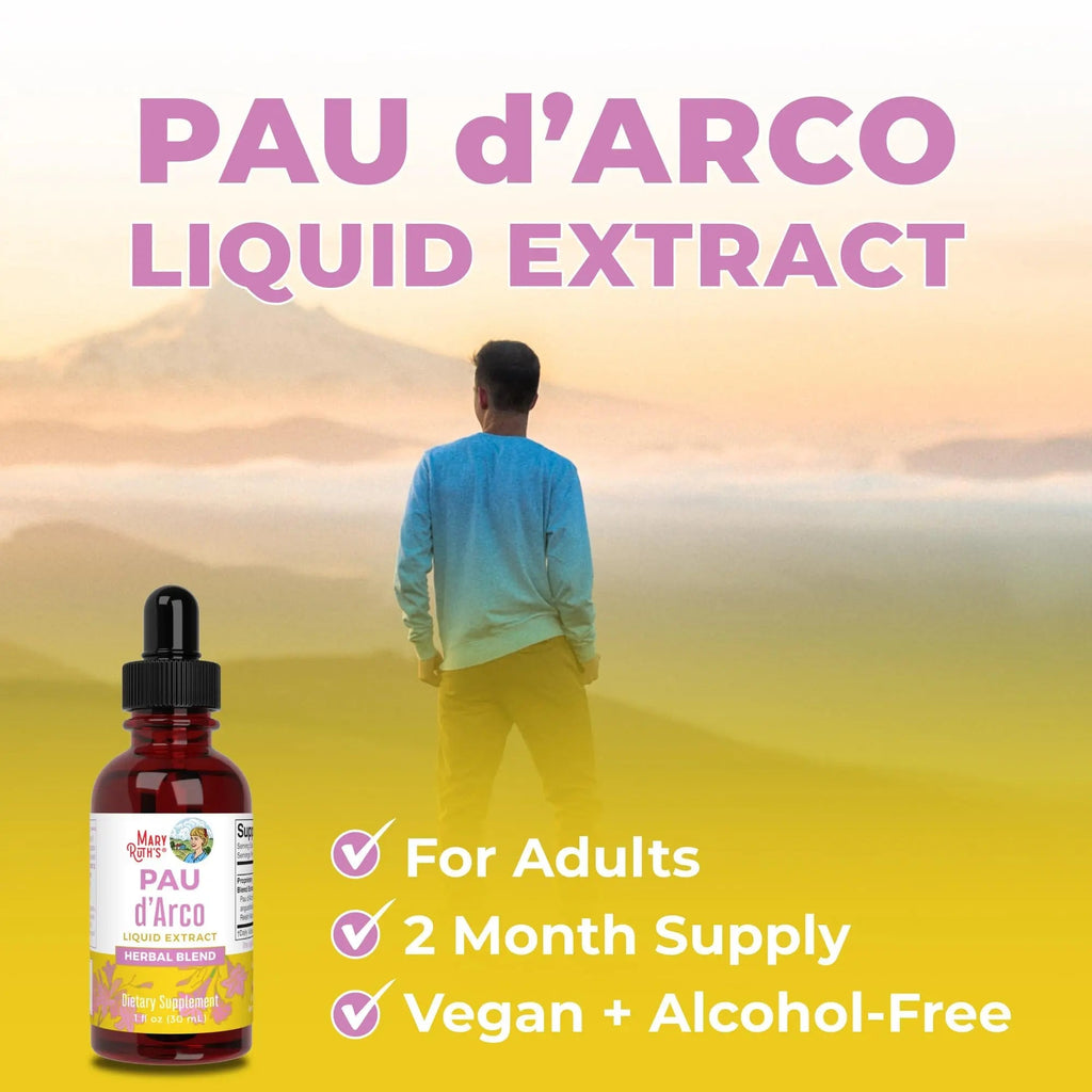 MaryRuth Organics PAU D'Arco Herbal Blend | Reishi Mushroom | Echinacea angustifolia Root | Usnea Lichen | Thyme Leaf | Vegan | Non-GMO Project Verified | Gluten Free | 30 Servings | 1 Fl Oz - TrustMedUSA