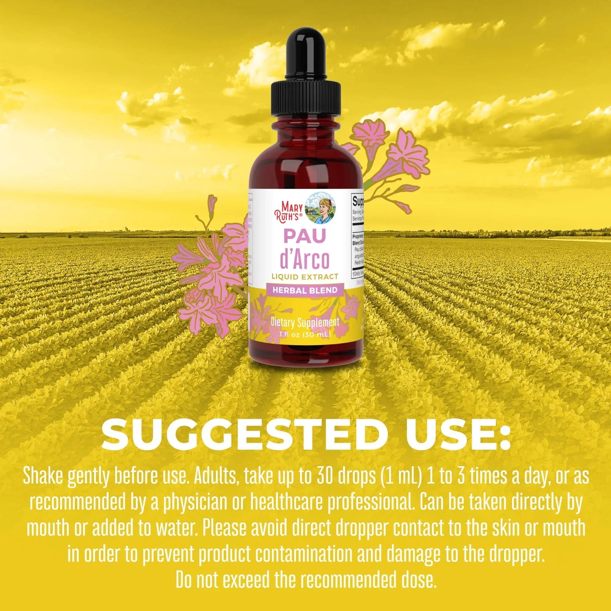 MaryRuth Organics PAU D'Arco Herbal Blend | Reishi Mushroom | Echinacea angustifolia Root | Usnea Lichen | Thyme Leaf | Vegan | Non-GMO Project Verified | Gluten Free | 30 Servings | 1 Fl Oz - TrustMedUSA