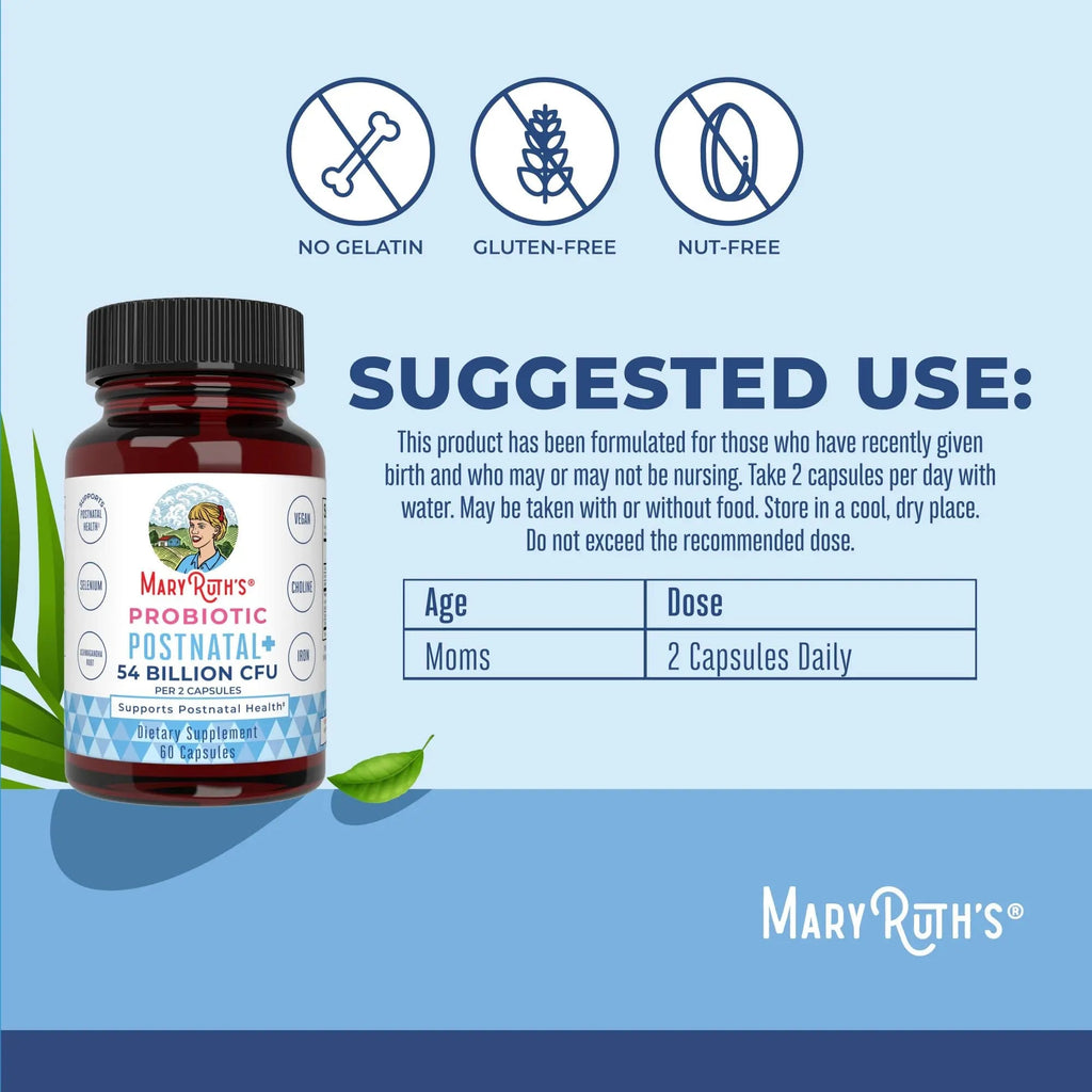 MaryRuth Organics Postnatal Probiotics for Breastfeeding Women | Nursing Probiotic Capsules with Vitamins | Minerals & Antioxidants | 54 Billion CFU | Non-GMO | Vegan | 30 Servings - TrustMedUSA