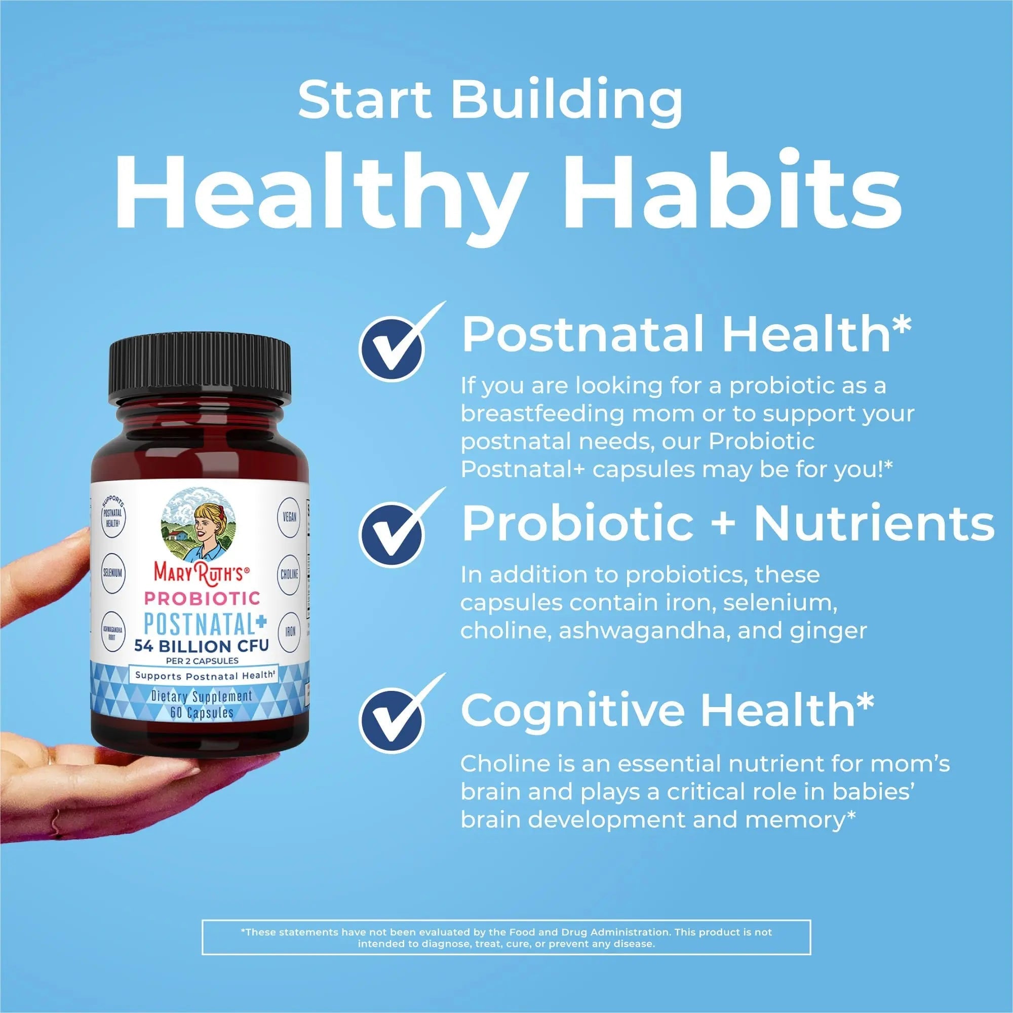MaryRuth Organics Postnatal Probiotics for Breastfeeding Women | Nursing Probiotic Capsules with Vitamins | Minerals & Antioxidants | 54 Billion CFU | Non-GMO | Vegan | 30 Servings - TrustMedUSA