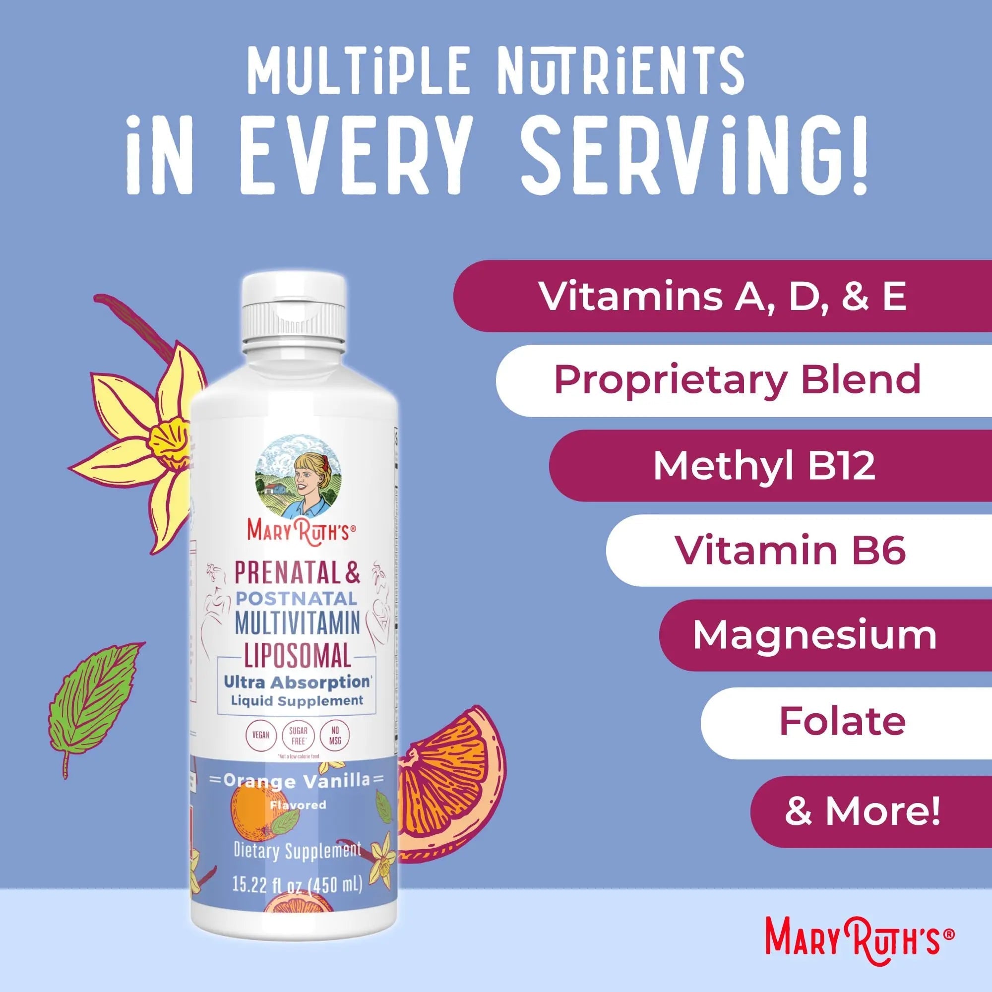 MaryRuth Organics Prenatal & Postnatal Multivitamin for Women | Sugar Free | Formulated for Pre-Conception, Pregnancy & Nursing | Prenatal Vitamins | Vegan | Non-GMO | Gluten Free | 30 Servings - TrustMedUSA