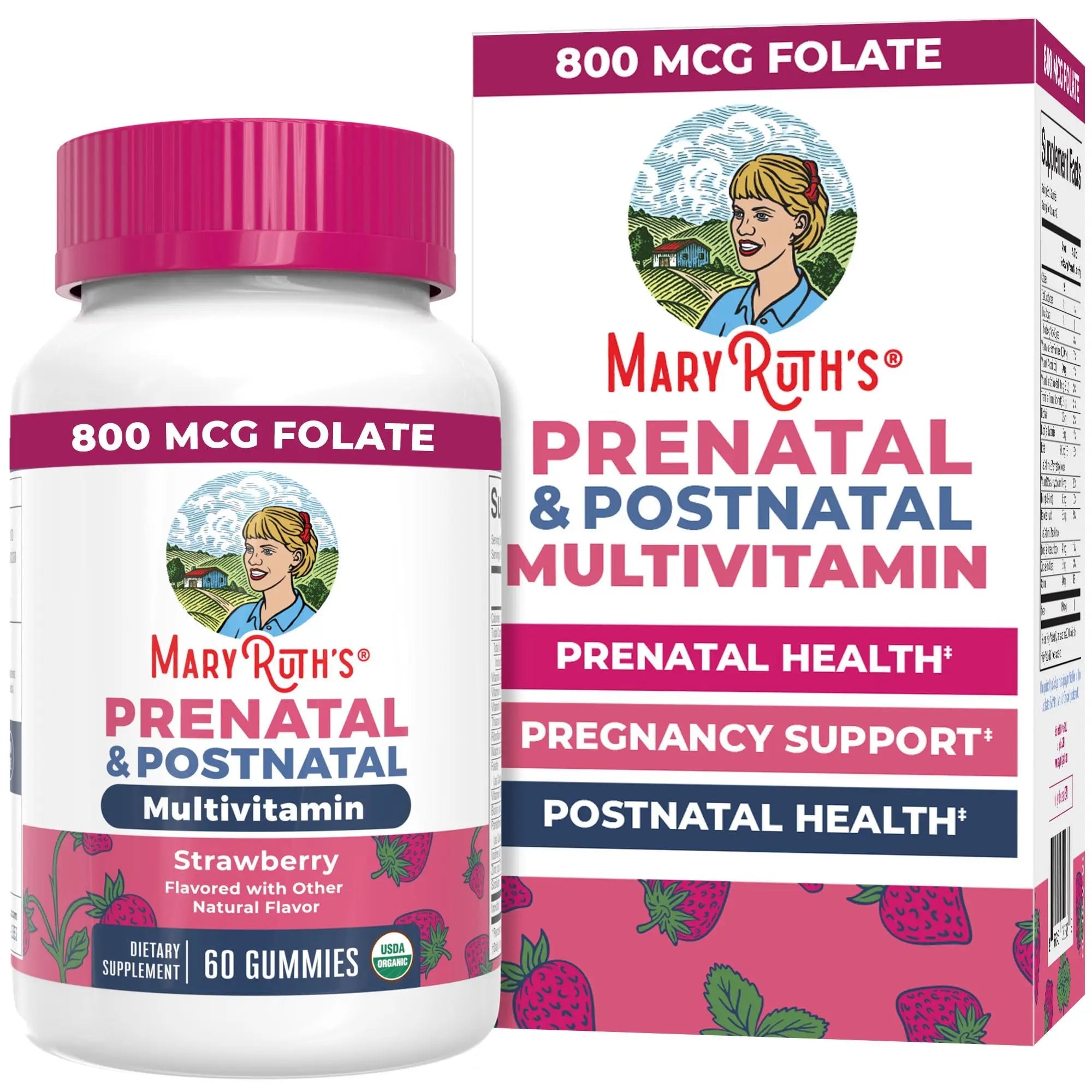 MaryRuth Organics Prenatal Vitamins for Women | USDA Organic Prenatal Gummies | Postnatal Vitamins for Women Breastfeeding | Methylfolate 800 mcg DFE | Iodine | Vegan | Non GMO | 30 Servings - TrustMedUSA