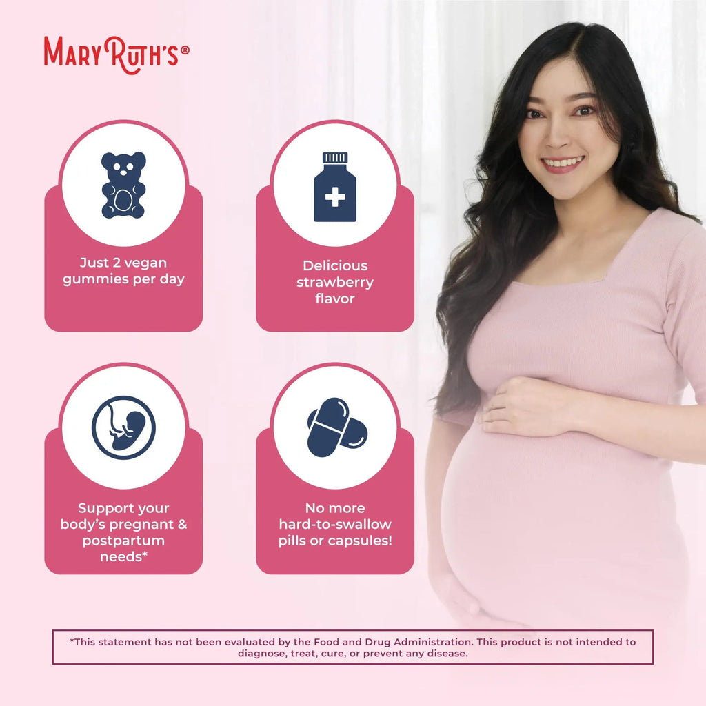 MaryRuth Organics Prenatal Vitamins for Women | USDA Organic Prenatal Gummies | Postnatal Vitamins for Women Breastfeeding | Methylfolate 800 mcg DFE | Iodine | Vegan | Non GMO | 30 Servings - TrustMedUSA