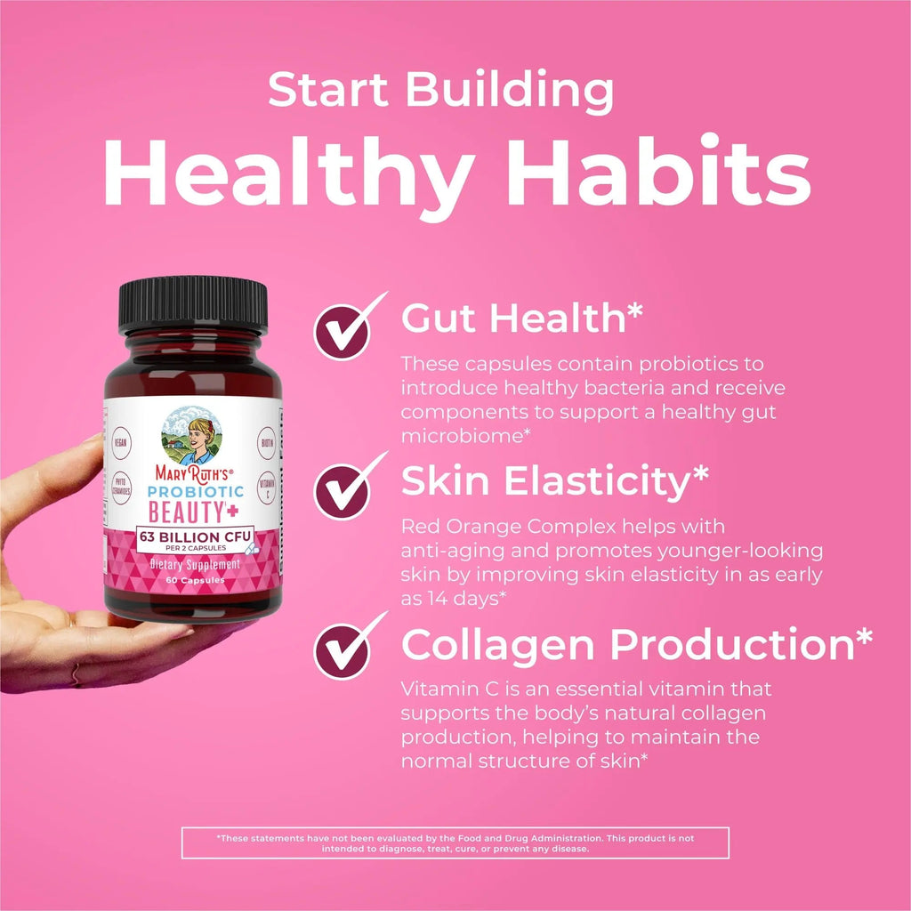MaryRuth Organics Probiotic Beauty Capsules | Vegan Collagen Support | Anti Aging | Gut Health | Hair Skin and Nails Vitamins | Skin Care - TrustMedUSA