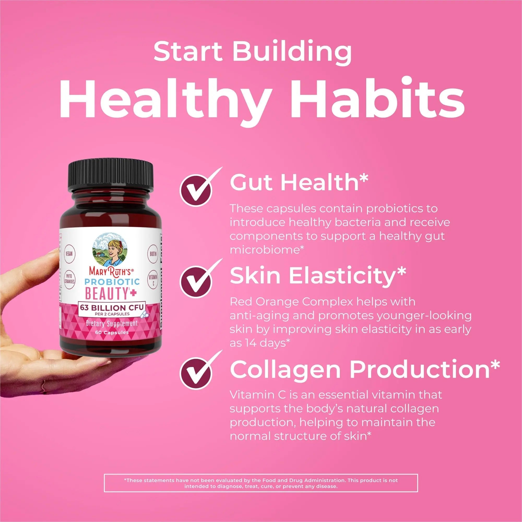 MaryRuth Organics Probiotic Beauty Capsules | Vegan Collagen Support | Anti Aging | Gut Health | Hair Skin and Nails Vitamins | Skin Care - TrustMedUSA