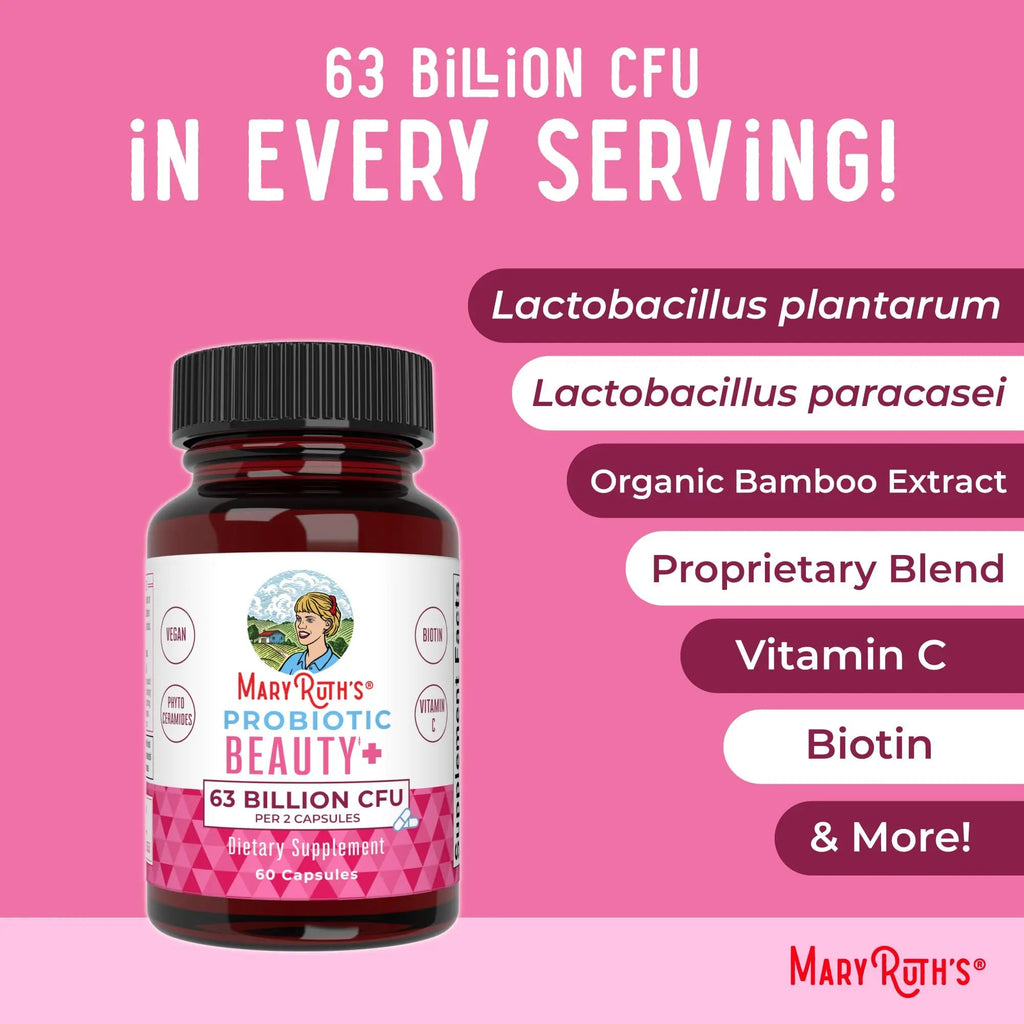 MaryRuth Organics Probiotic Beauty Capsules | Vegan Collagen Support | Anti Aging | Gut Health | Hair Skin and Nails Vitamins | Skin Care - TrustMedUSA