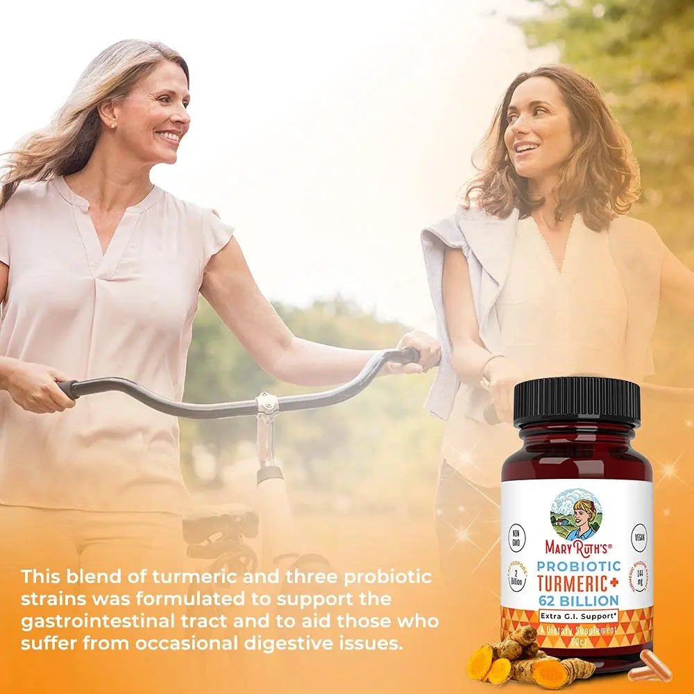 MaryRuth Organics Probiotic Turmeric + Extra GI Support | 62 Billion CFU | Organic Ingredients Turmeric Complex with Probiotics | Turmeric Curcumin Capsules for Digestion | Vegan | 60 Count - TrustMedUSA