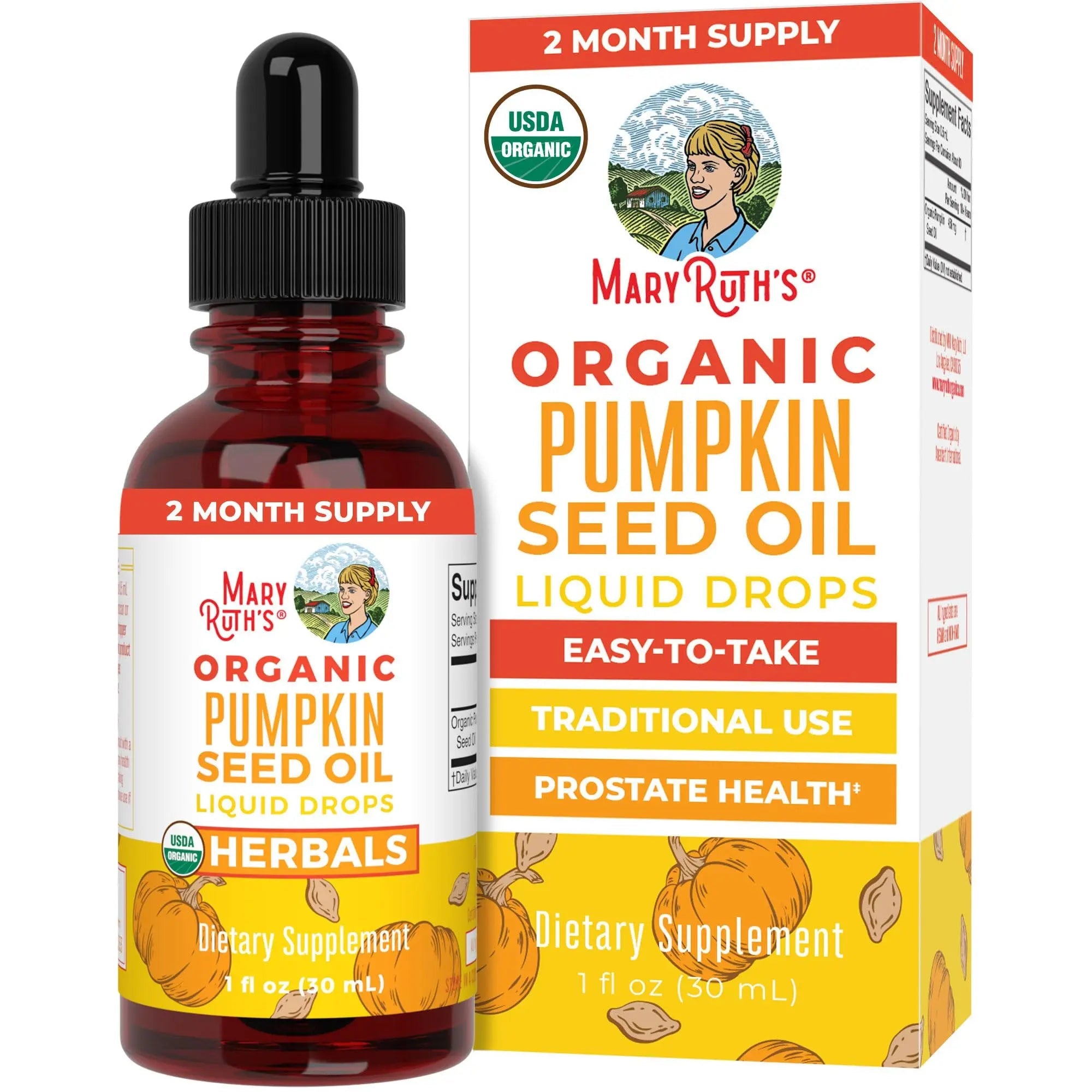MaryRuth Organics Pumpkin Seed Oil Cold Pressed | 2 Month Supply | USDA Organic Pumpkin Seed Liquid Drops for Men and Women | Urinary Health in Men | Sugar Free | Vegan | Non-GMO | 60 Servings - TrustMedUSA