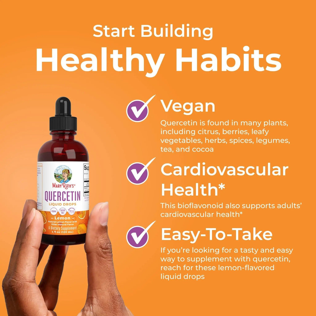 MaryRuth Organics Quercetin Liquid Drops | Sugar Free | 500mg for Adults 18 & Over | Cardiovascular Health for Adults | Bioflavonoid | Vegan | Non-GMO | Gluten Free | 4 Fl Oz - TrustMedUSA