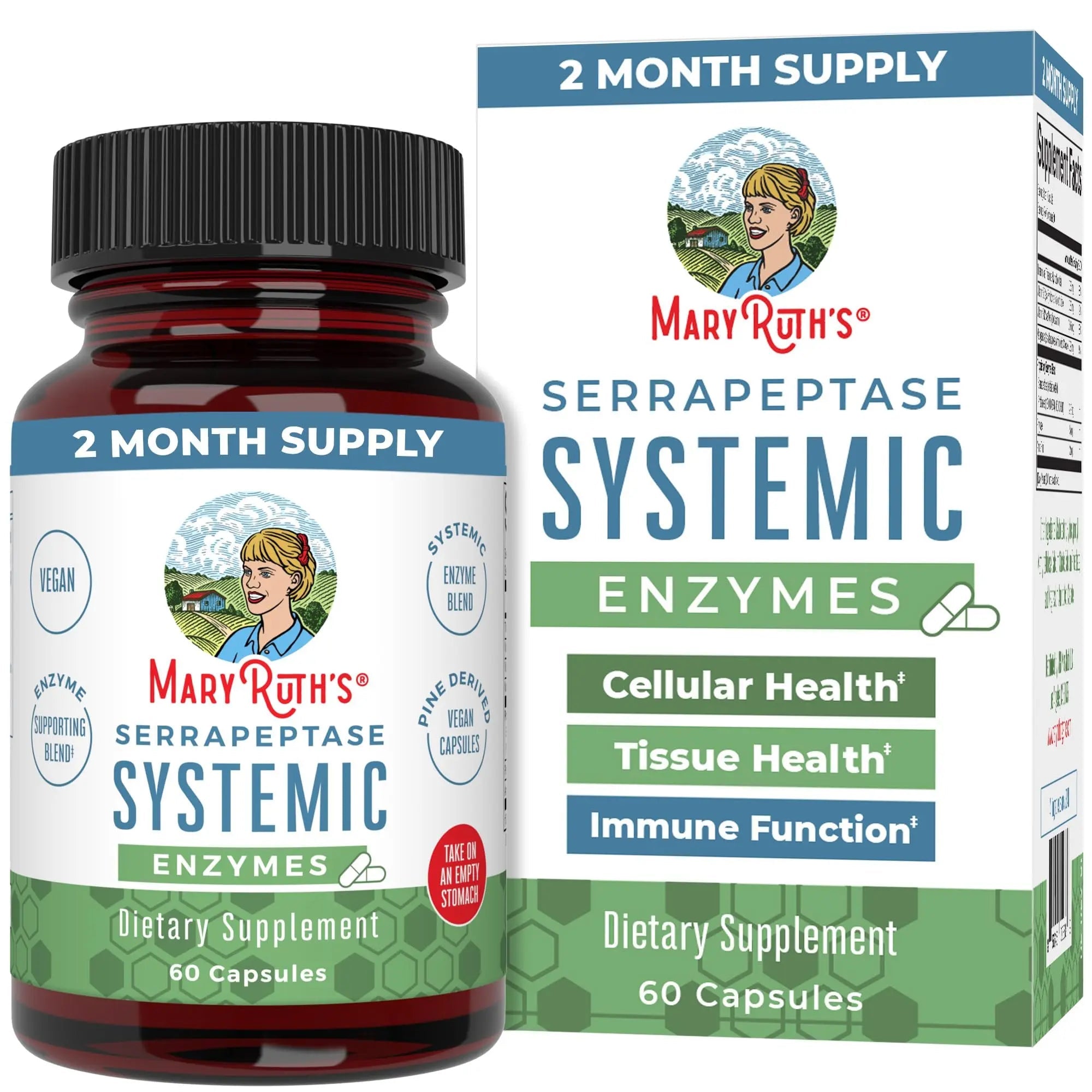 MaryRuth Organics Serrapeptase Enzymes Capsules | Up to 2 Month Supply | Enzyme Supplement for High Potency Sinus Relief Pills| Tissue Health and Cellular Health | Vegan | Gluten Free | 60 Count - TrustMedUSA