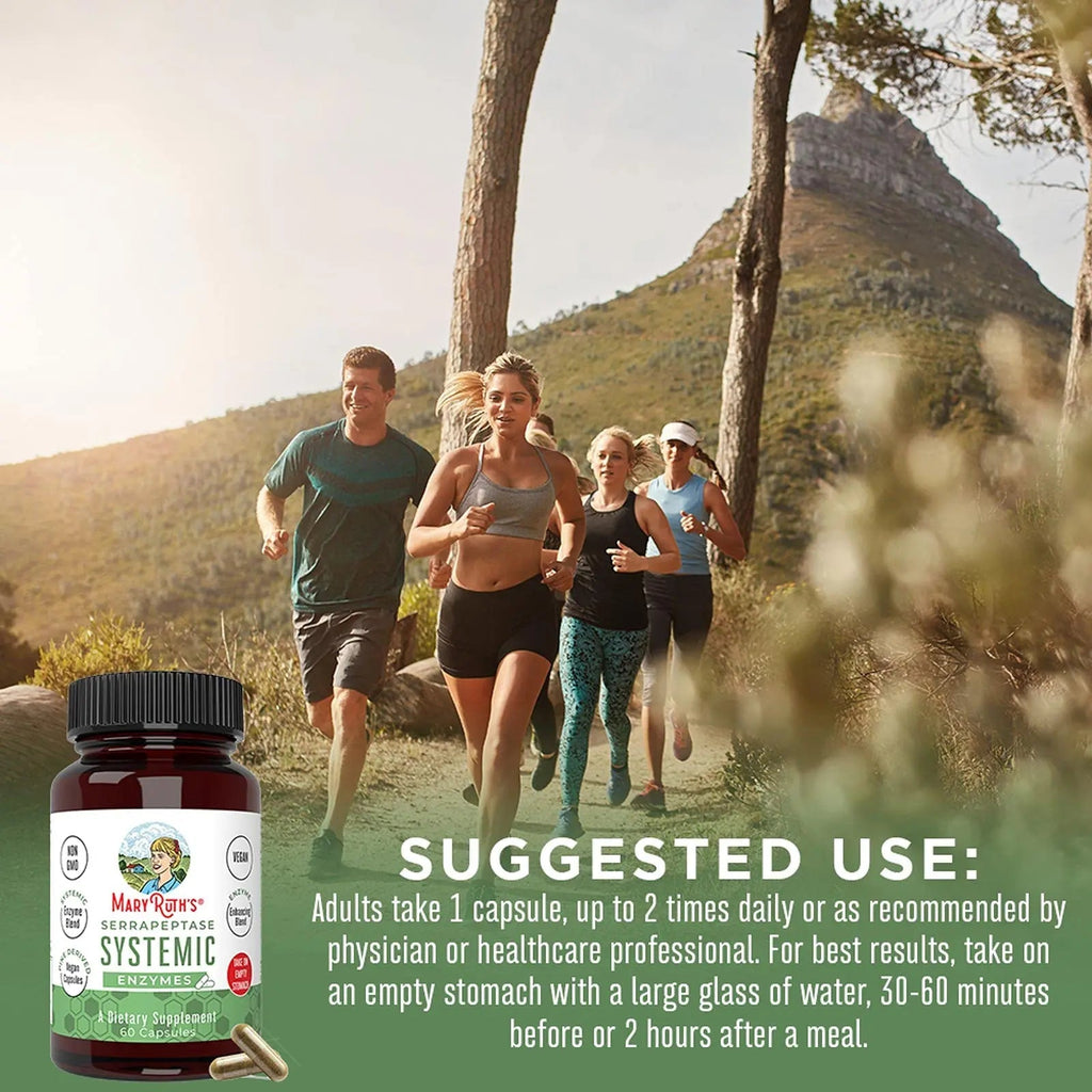 MaryRuth Organics Serrapeptase Enzymes Capsules | Up to 2 Month Supply | Enzyme Supplement for High Potency Sinus Relief Pills| Tissue Health and Cellular Health | Vegan | Gluten Free | 60 Count - TrustMedUSA