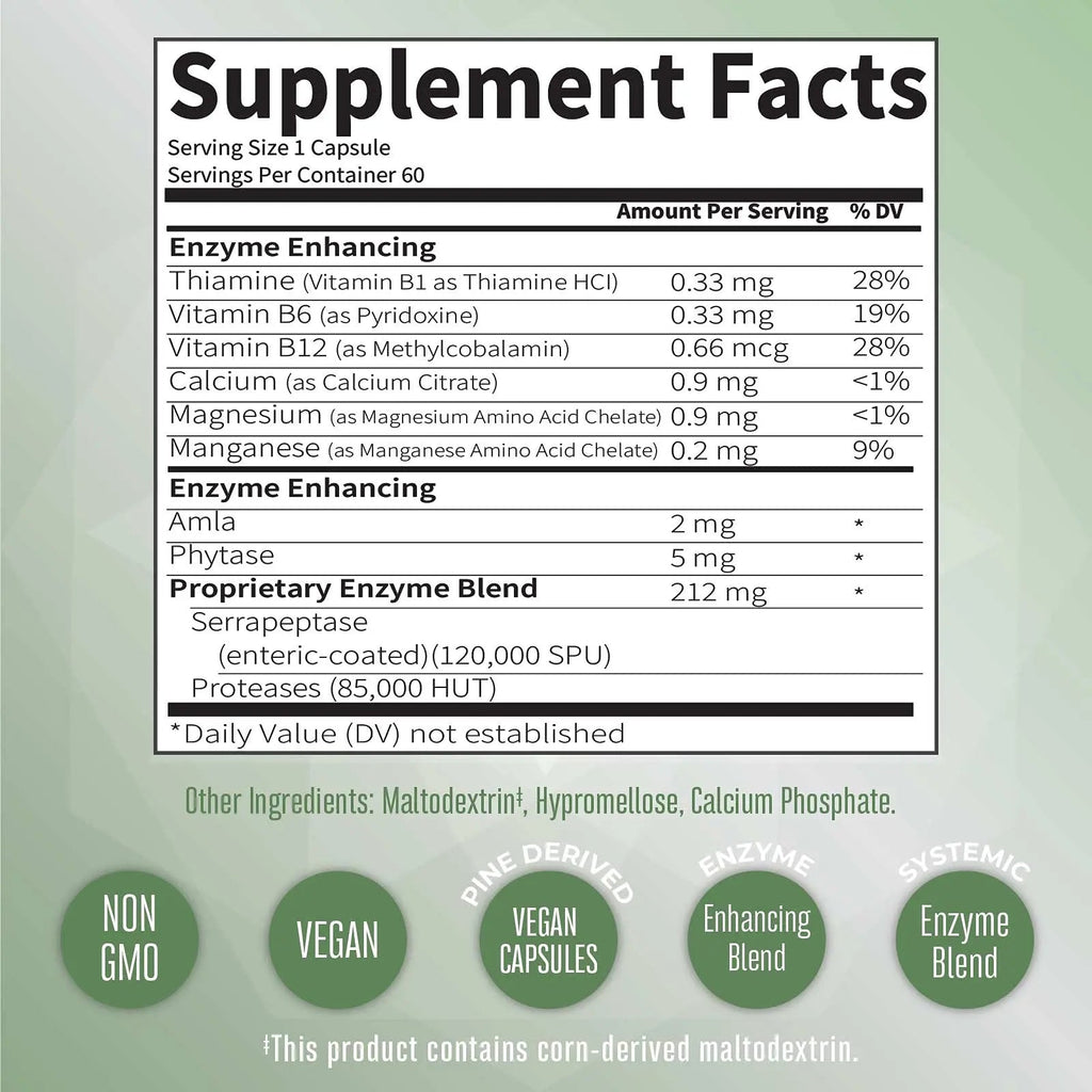 MaryRuth Organics Serrapeptase Enzymes Capsules | Up to 2 Month Supply | Enzyme Supplement for High Potency Sinus Relief Pills| Tissue Health and Cellular Health | Vegan | Gluten Free | 60 Count - TrustMedUSA