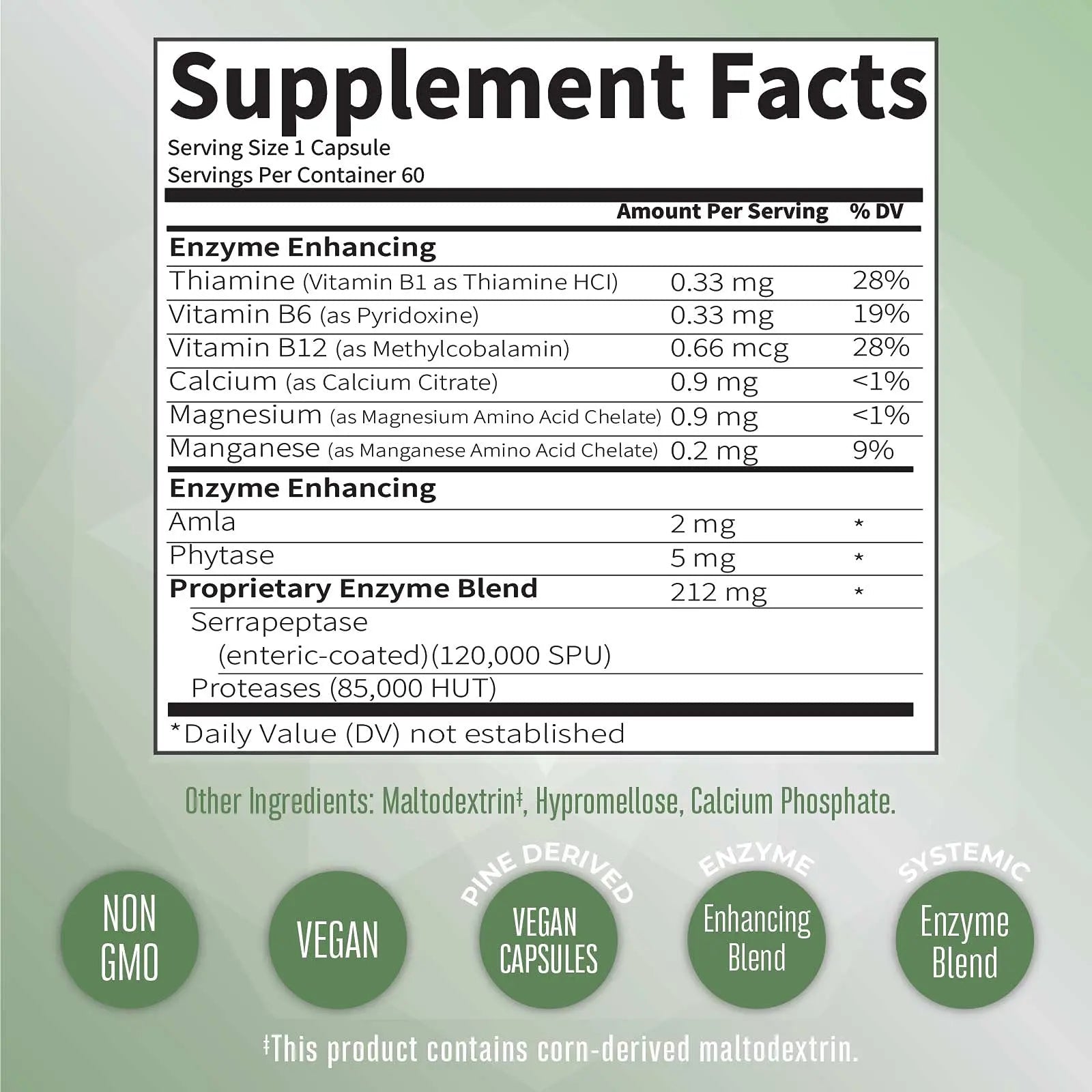 MaryRuth Organics Serrapeptase Enzymes Capsules | Up to 2 Month Supply | Enzyme Supplement for High Potency Sinus Relief Pills| Tissue Health and Cellular Health | Vegan | Gluten Free | 60 Count - TrustMedUSA