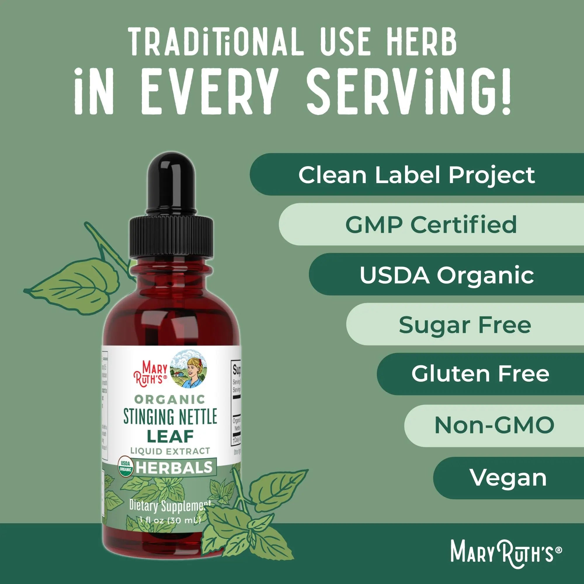 MaryRuth Organics Stinging Nettle Leaf Extract | Detox Supplement Herbal Drops | USDA Organic | Vegan | Non-GMO | Gluten Free | 1 Fluid Oz - TrustMedUSA