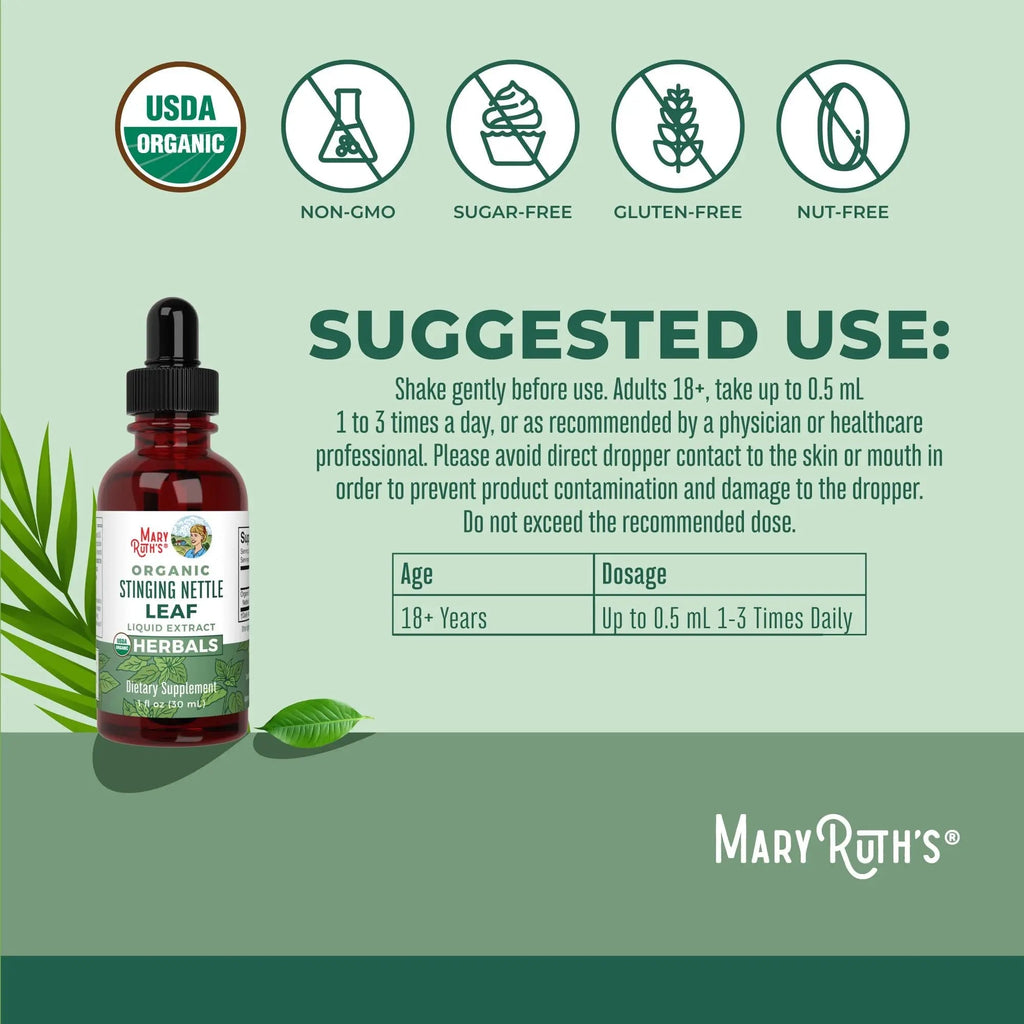 MaryRuth Organics Stinging Nettle Leaf Extract | Detox Supplement Herbal Drops | USDA Organic | Vegan | Non-GMO | Gluten Free | 1 Fluid Oz - TrustMedUSA