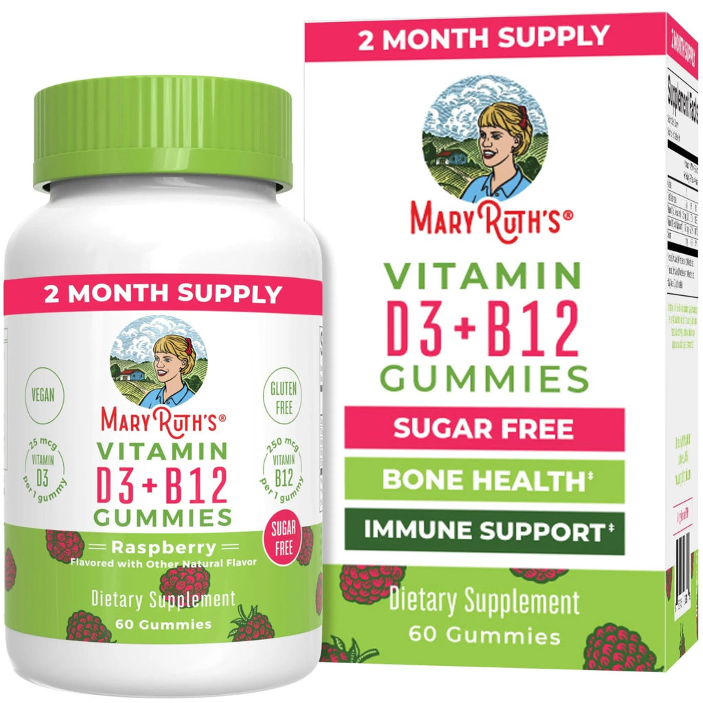 MaryRuth Organics Sugar Free | 2 Month Supply | Vitamin D & B12 Vitamin Supplements for Adults & Kids | Bone Health | Immune Support | Vegan | Non-GMO | 60 Servings - TrustMedUSA