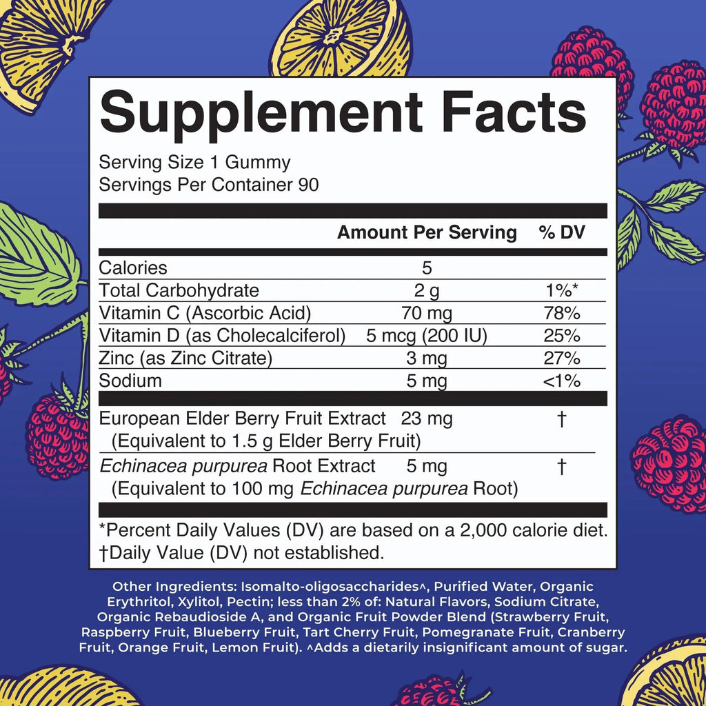 MaryRuth Organics Sugar Free Immunity Gummies | Powerful Blend | Elderberry Vitamin C & Zinc | Vitamin D3 & Echinacea | Immune Support Supplement | Gummies for Kids & Adults | Vegan | Non GMO | 90ct - TrustMedUSA